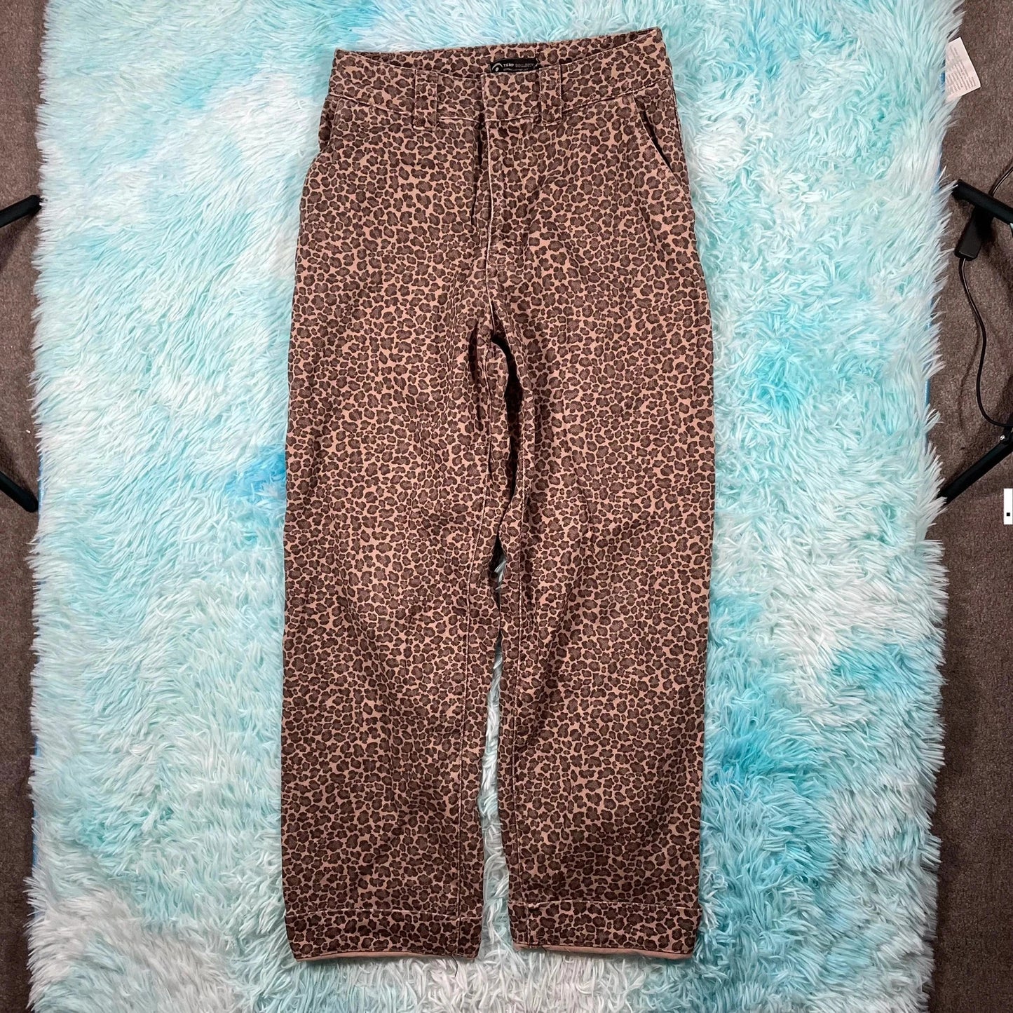 Brown Leopard Print Trousers - Small