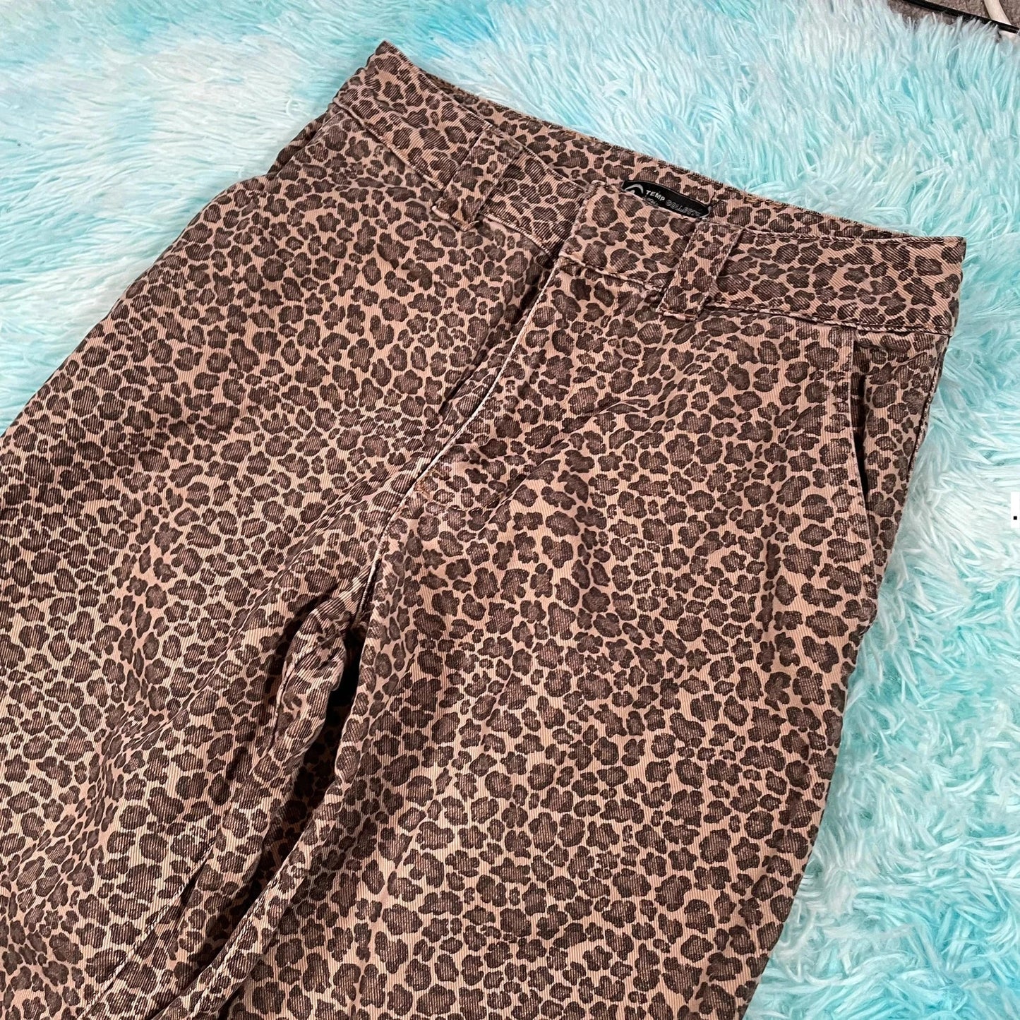 Brown Leopard Print Trousers - Small