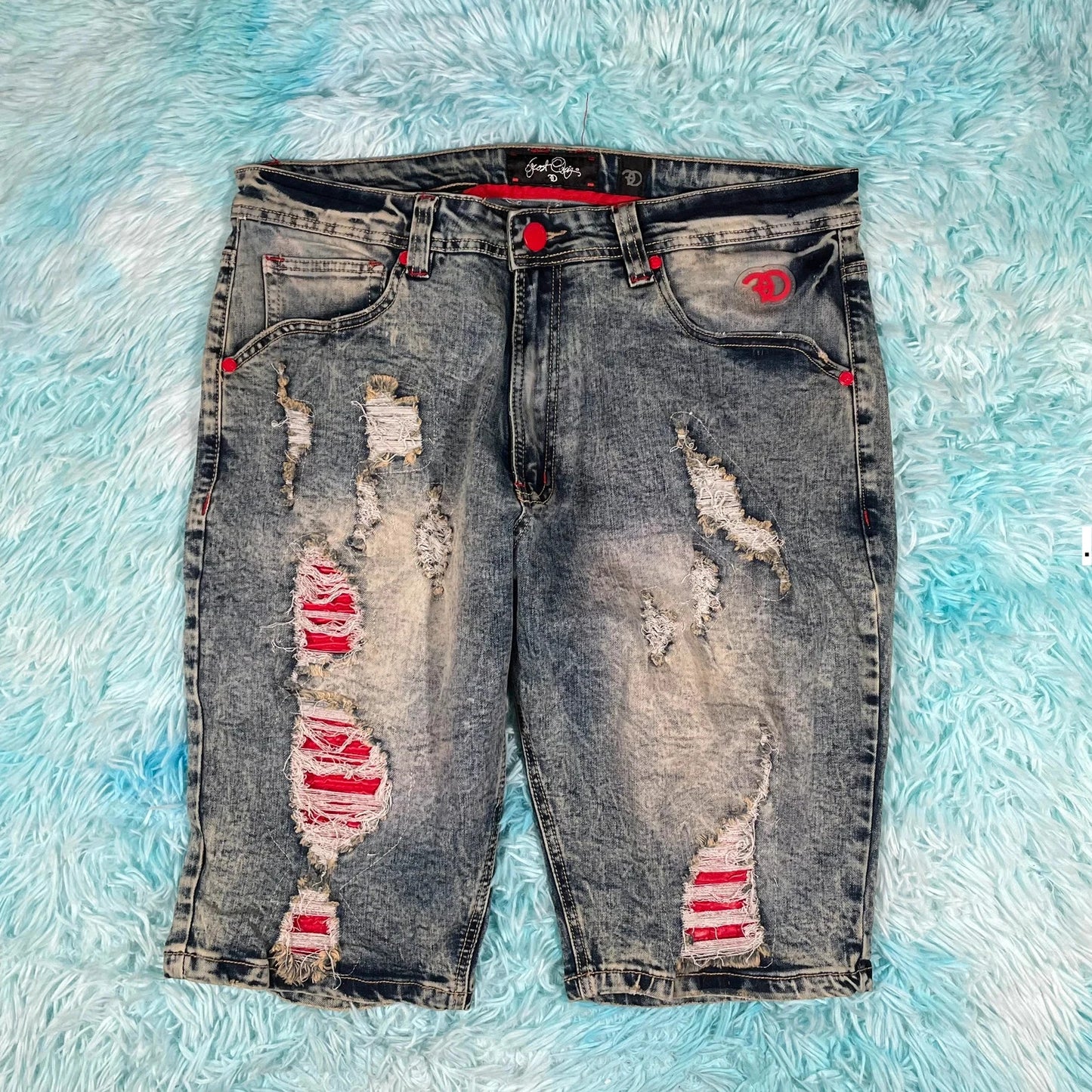 Vintage Acid Wash Jean Shorts Jorts Distressed - 34W