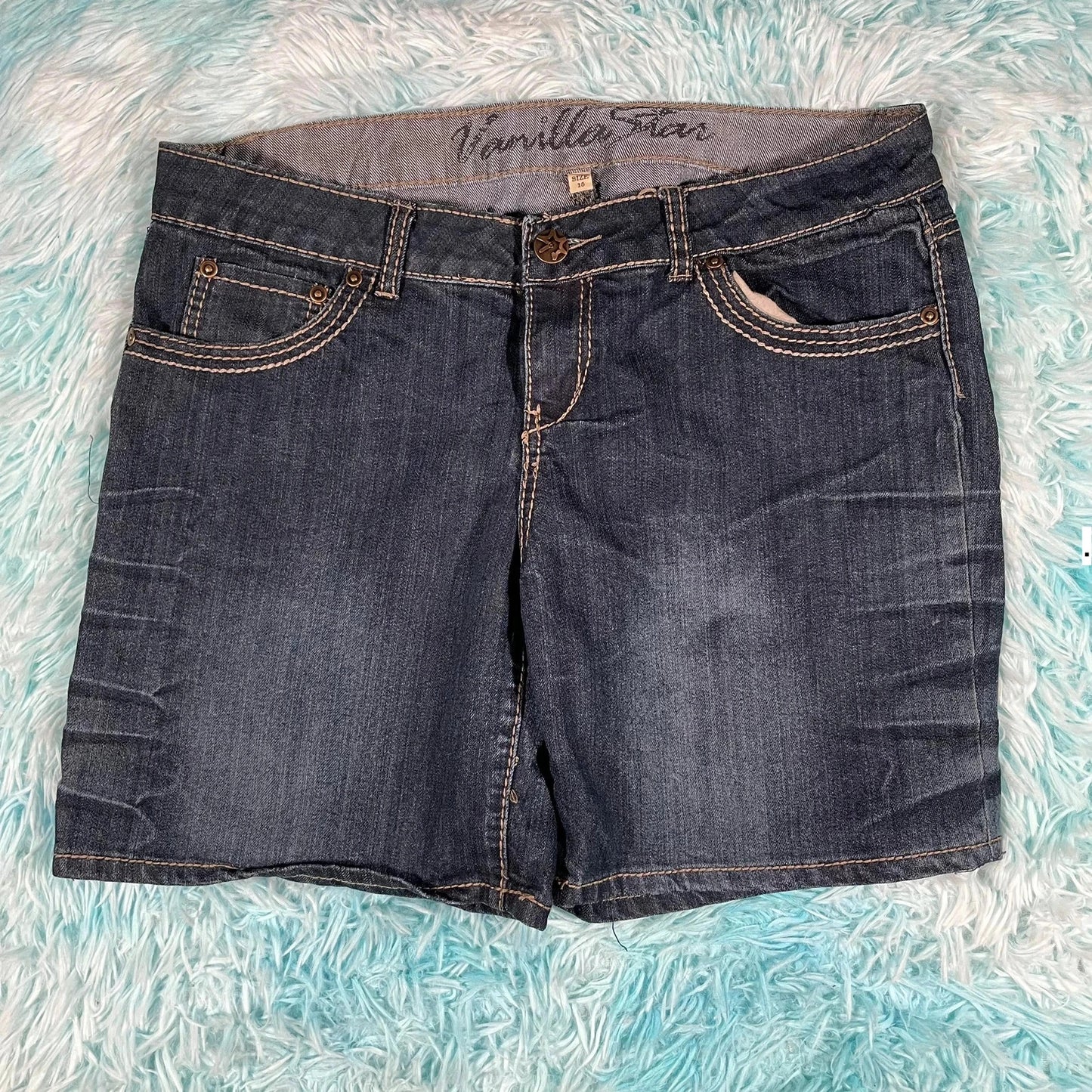 Vintage 00s Denim Hot Pants - Size 18