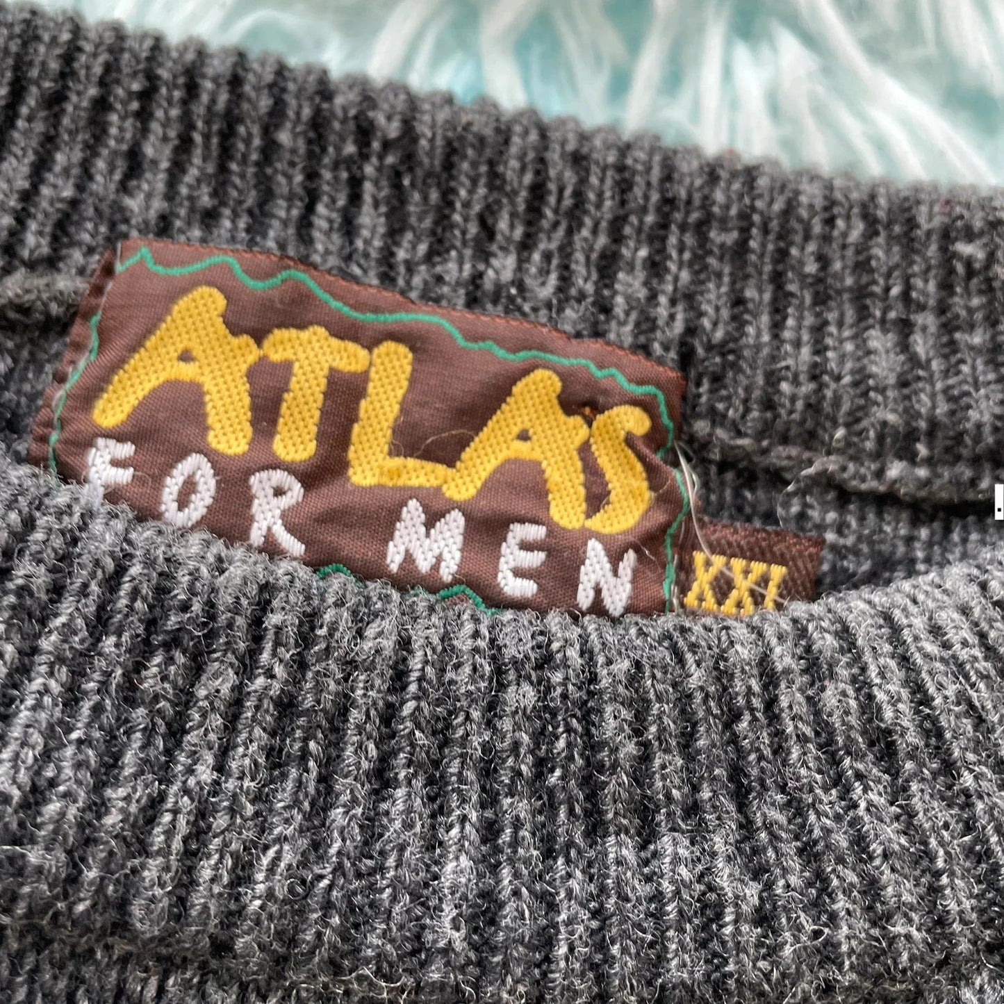 Vintage 90s Grey Patterned Grandad Knitted Jumper - XXL