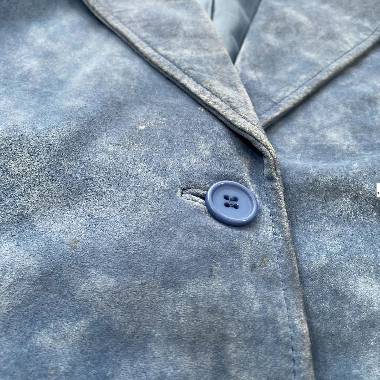 Vintage 90s Blue Suede Leather Blazer - Size 18