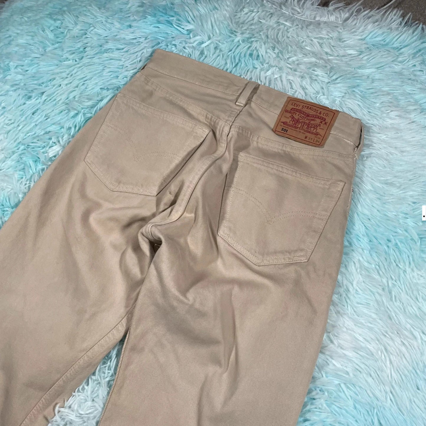 Vintage 90s Beige Levi’s 501 Jeans - 31W 34L
