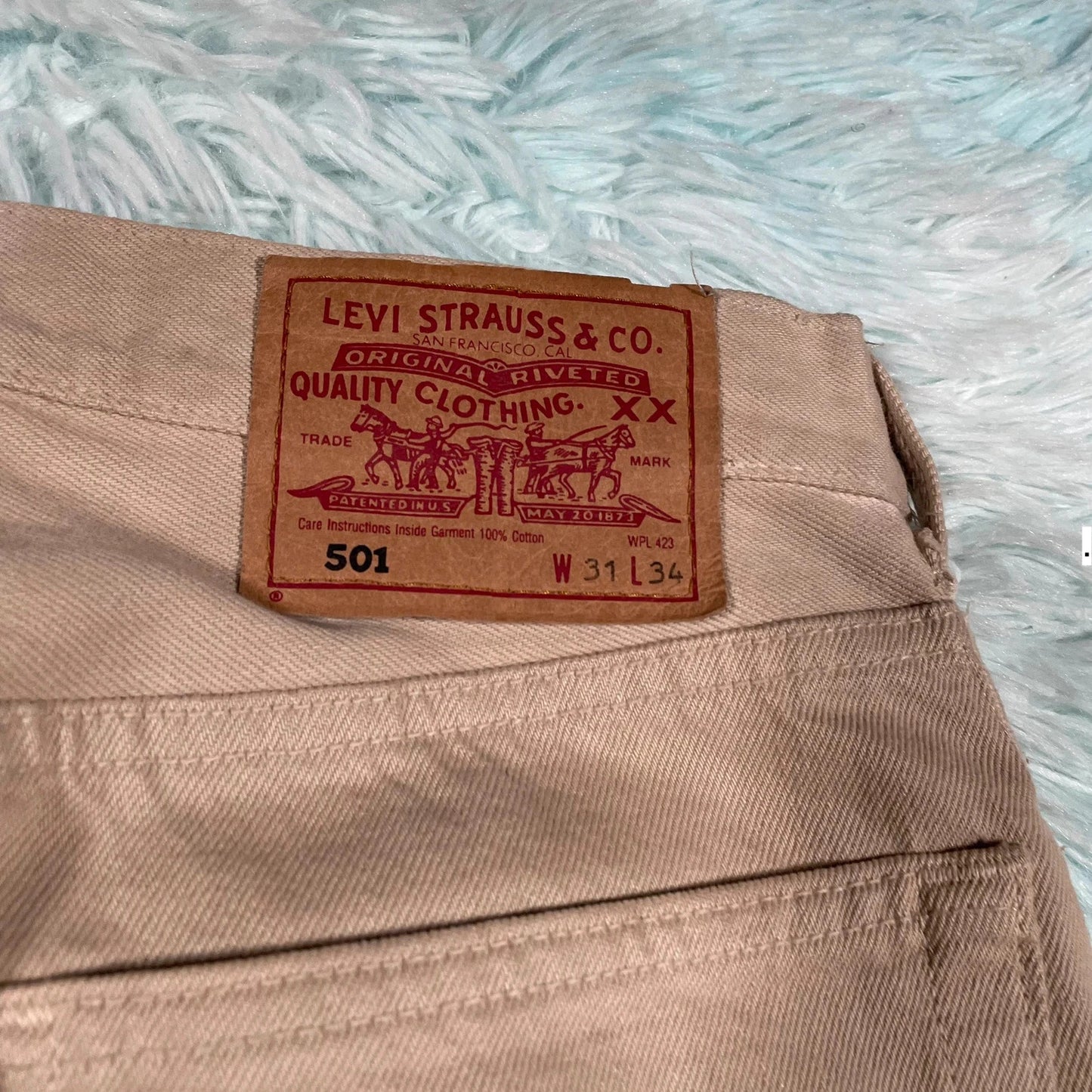 Vintage 90s Beige Levi’s 501 Jeans - 31W 34L