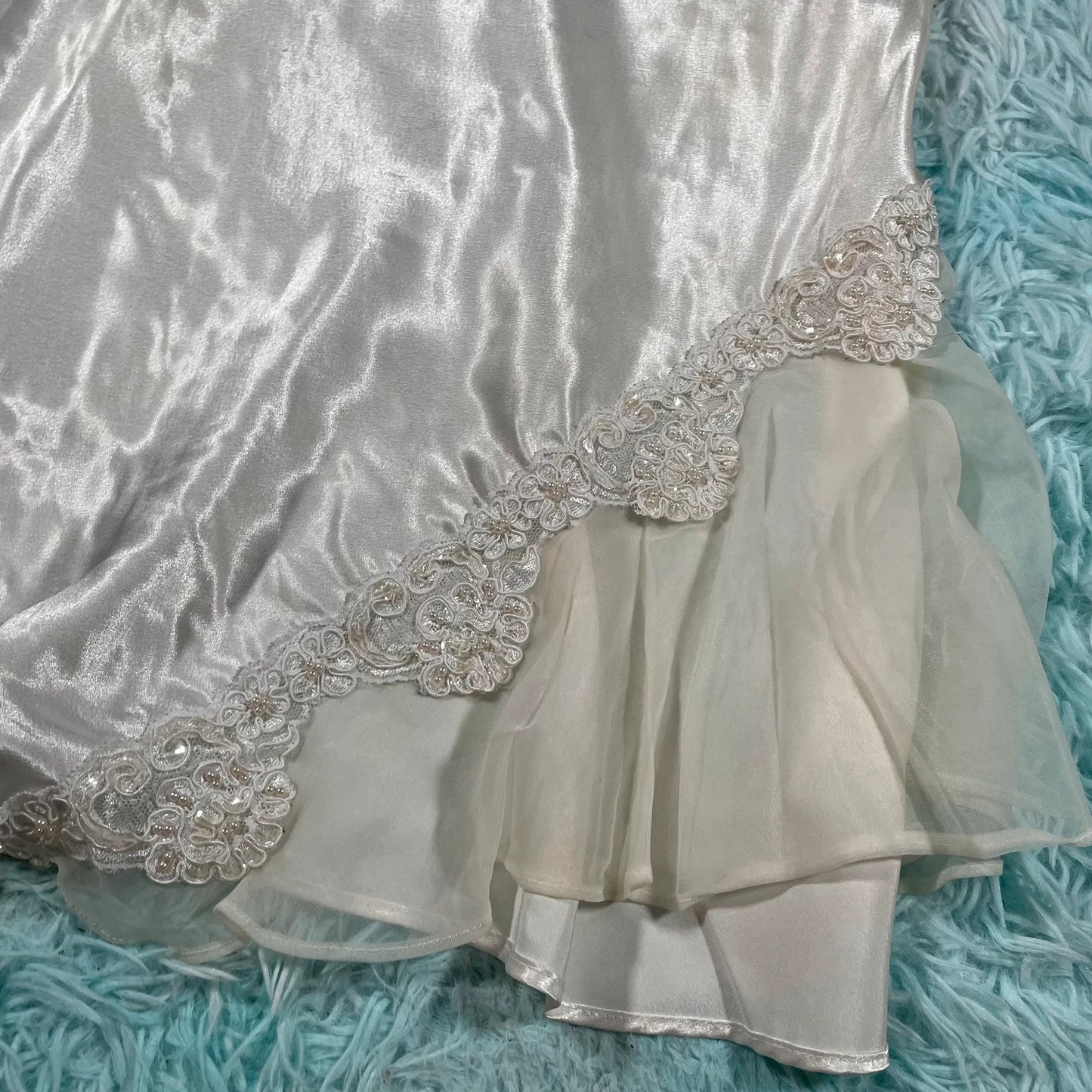 Vintage 90s White Silk Slip Dress - Size 10