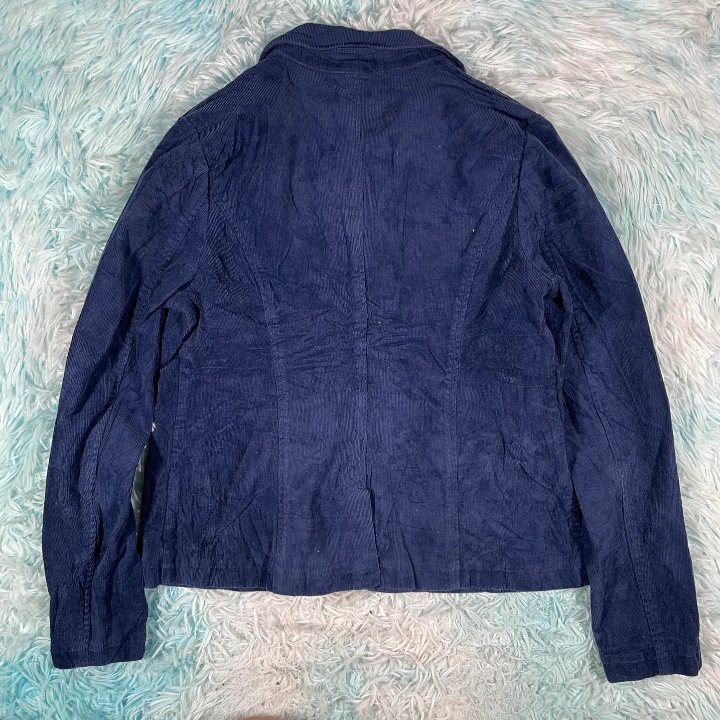 Vintage 00s Blue Corduroy Blazer Jacket - Size 12