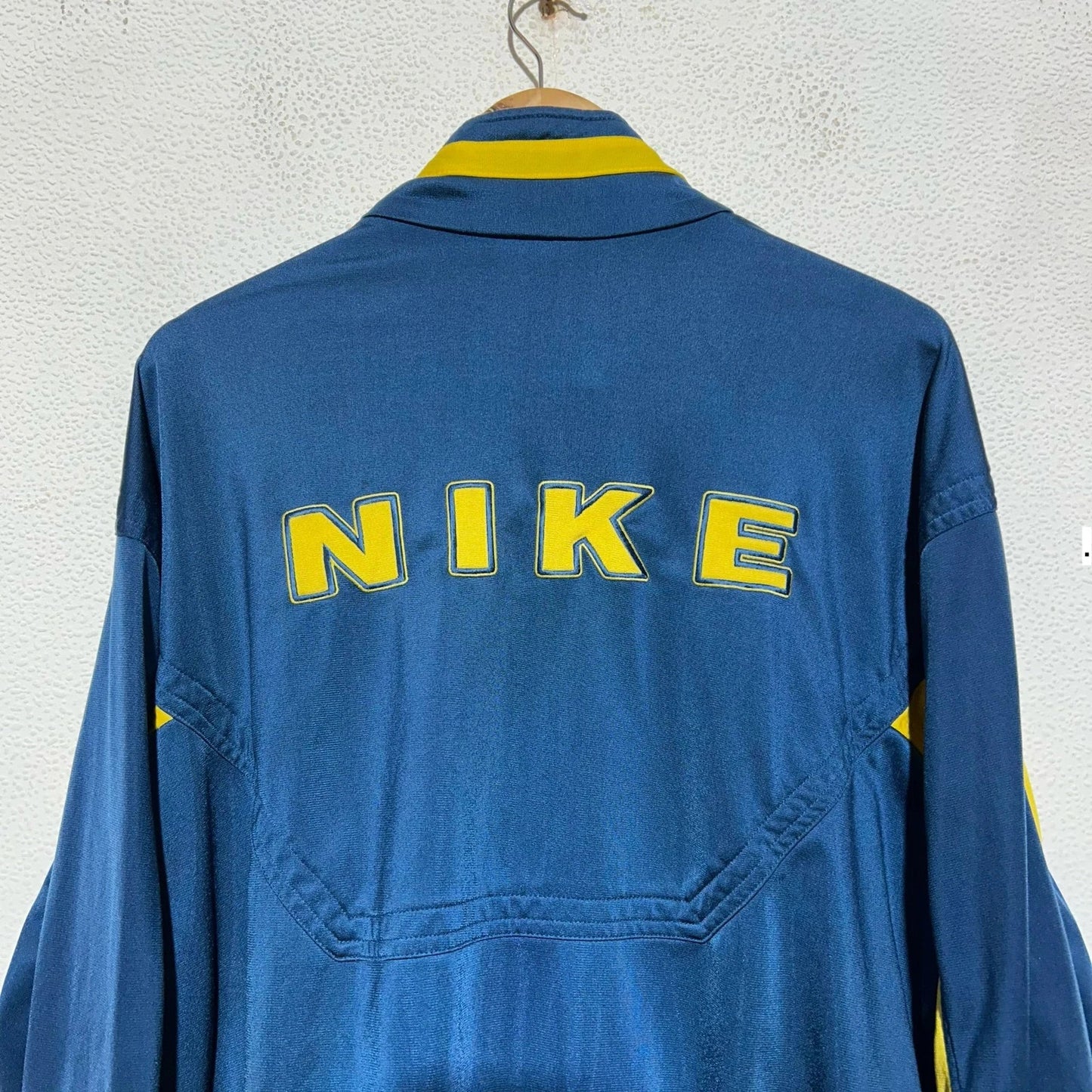 Vintage 90s Navy & Yellow Nike Track Jacket Spellout - XL