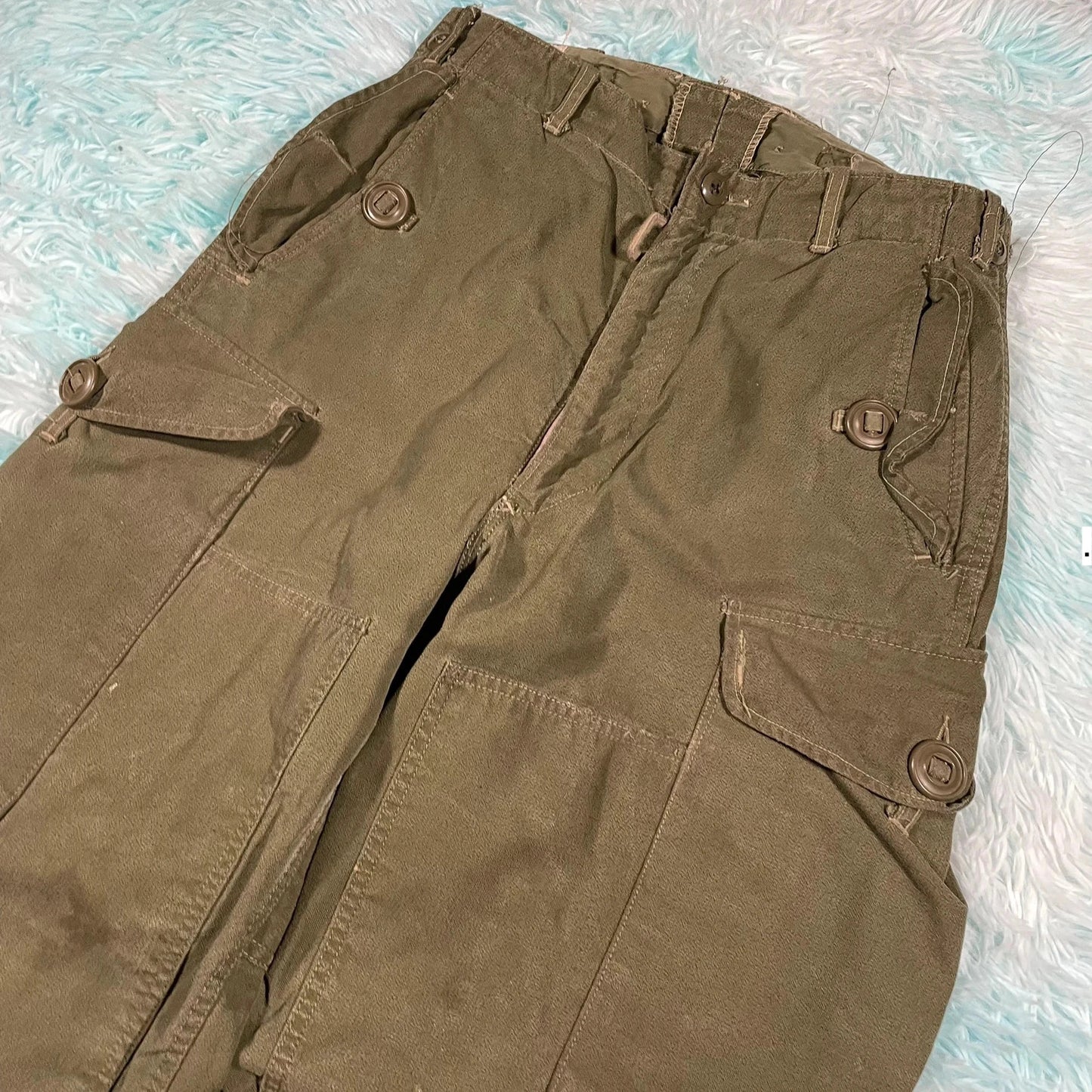 True Vintage 1967 60s Khaki Miltary Combat Trousers - 27W 31L