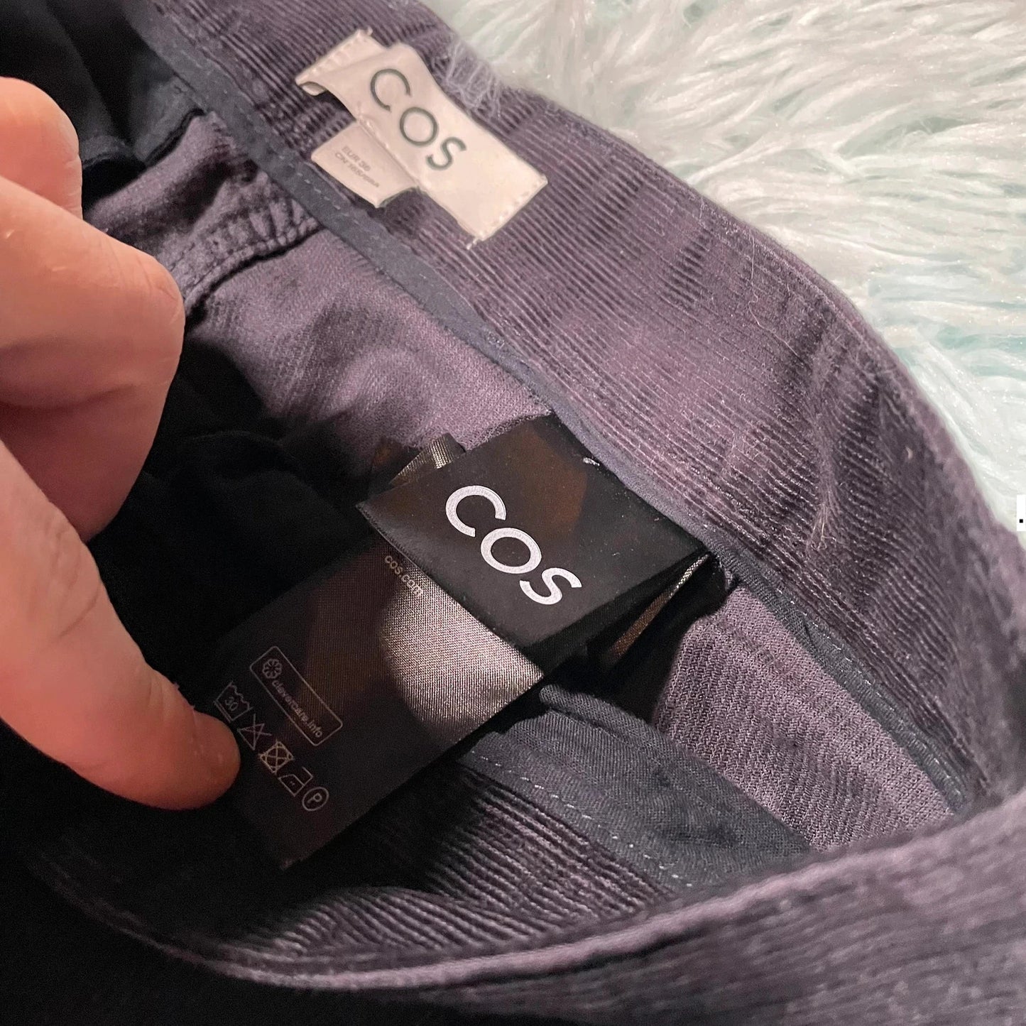 Navy Cos Corduroy Trousers - Size 8