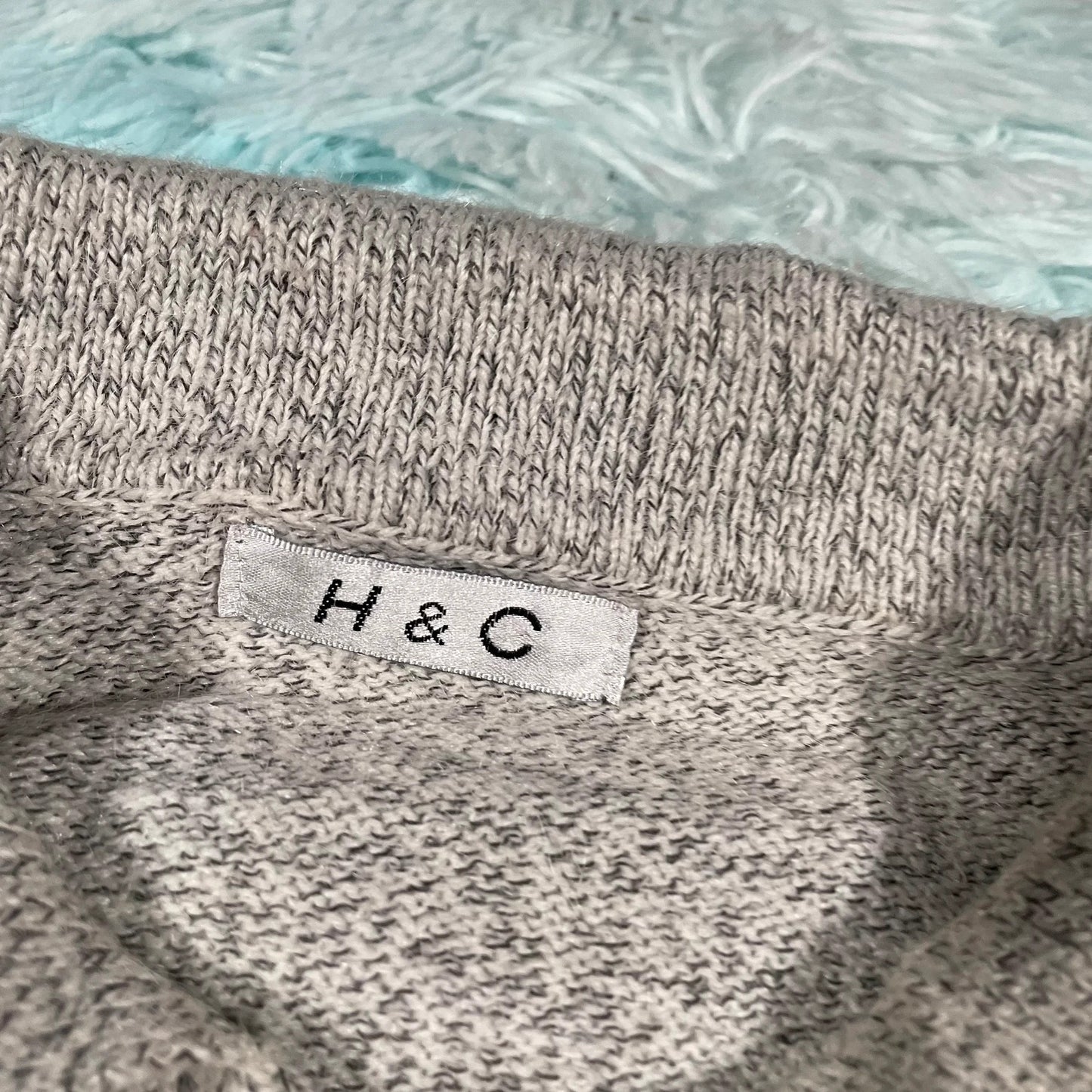 Vintage 00s Grey Linen Full Zip Jumper - Size 10
