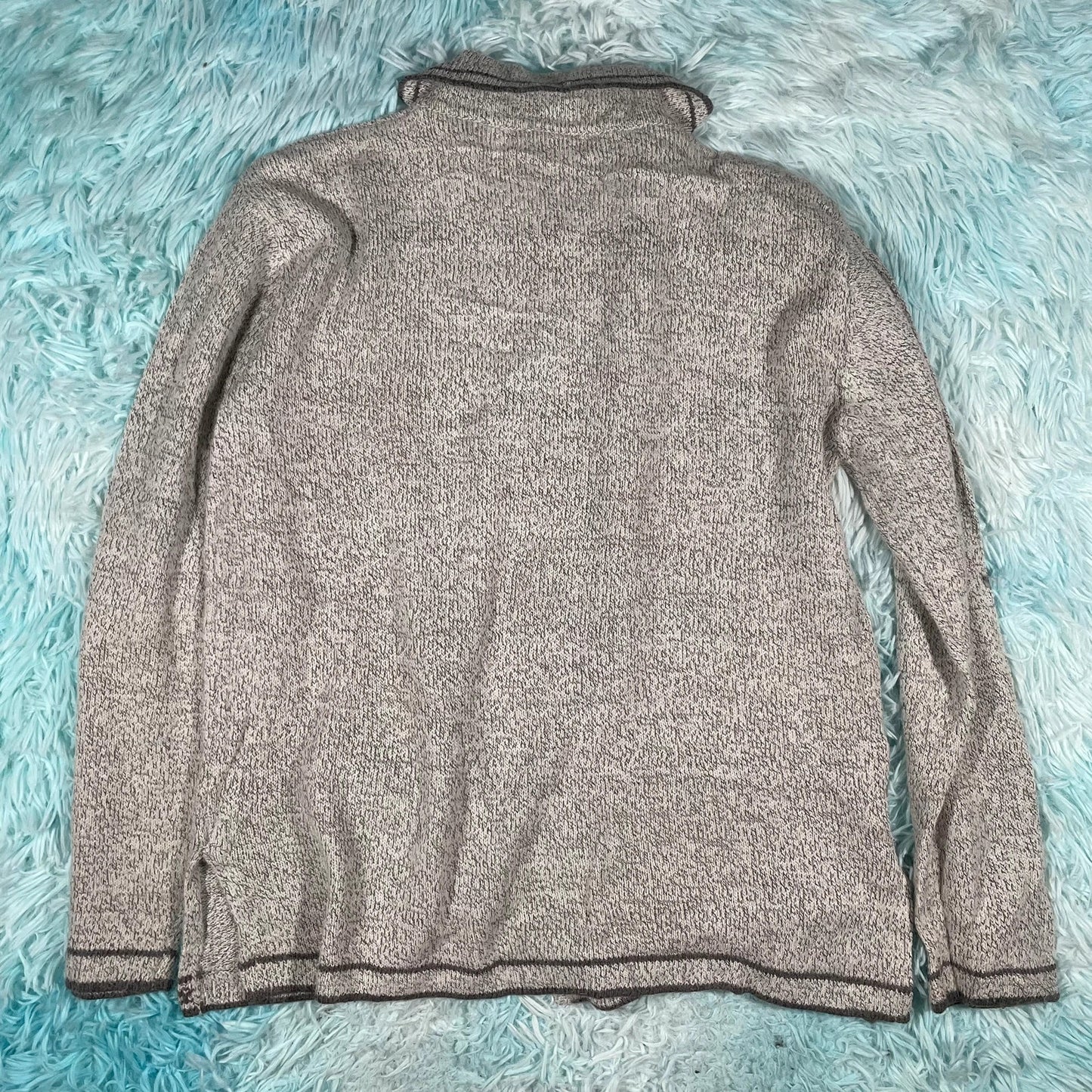 Vintage 00s Grey Linen Full Zip Jumper - Size 10