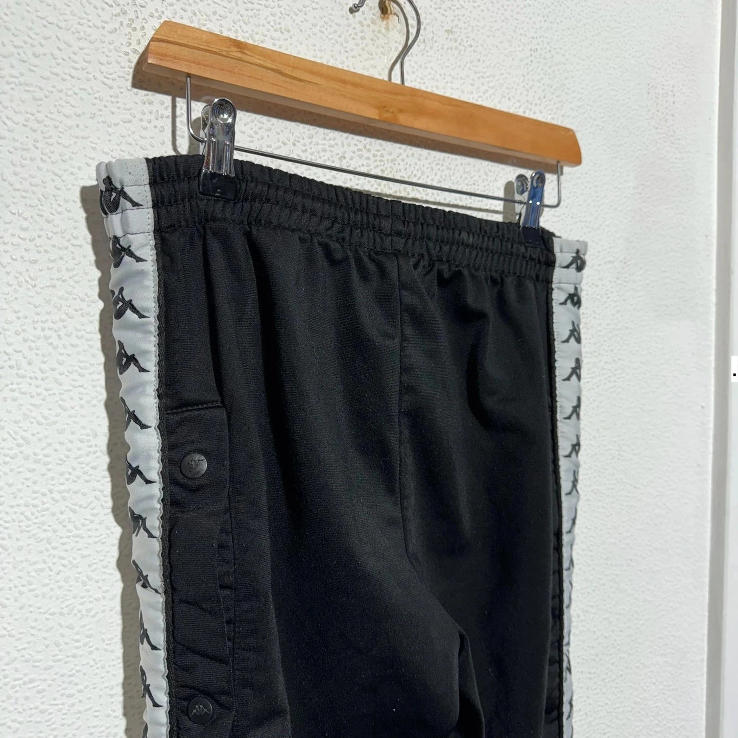 Black Kappa Tracksuit Bottoms Taped - Small