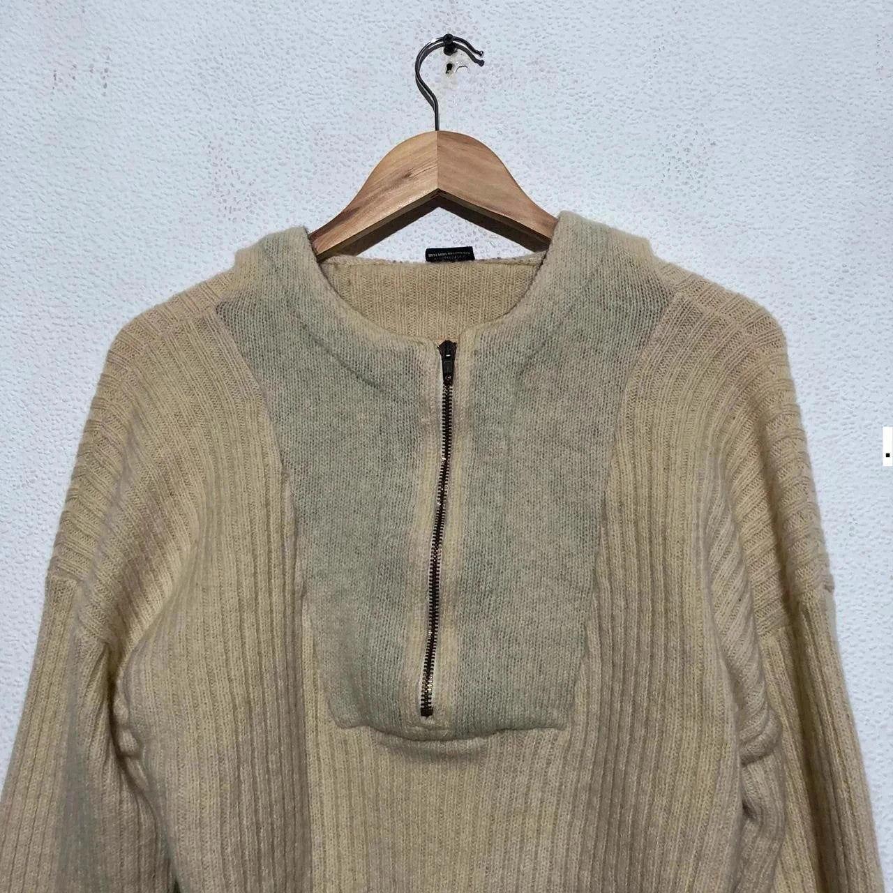 Vintage 90s Cream CP Company 1/4 Zip Wool Jumper Mossimo Osti - Small