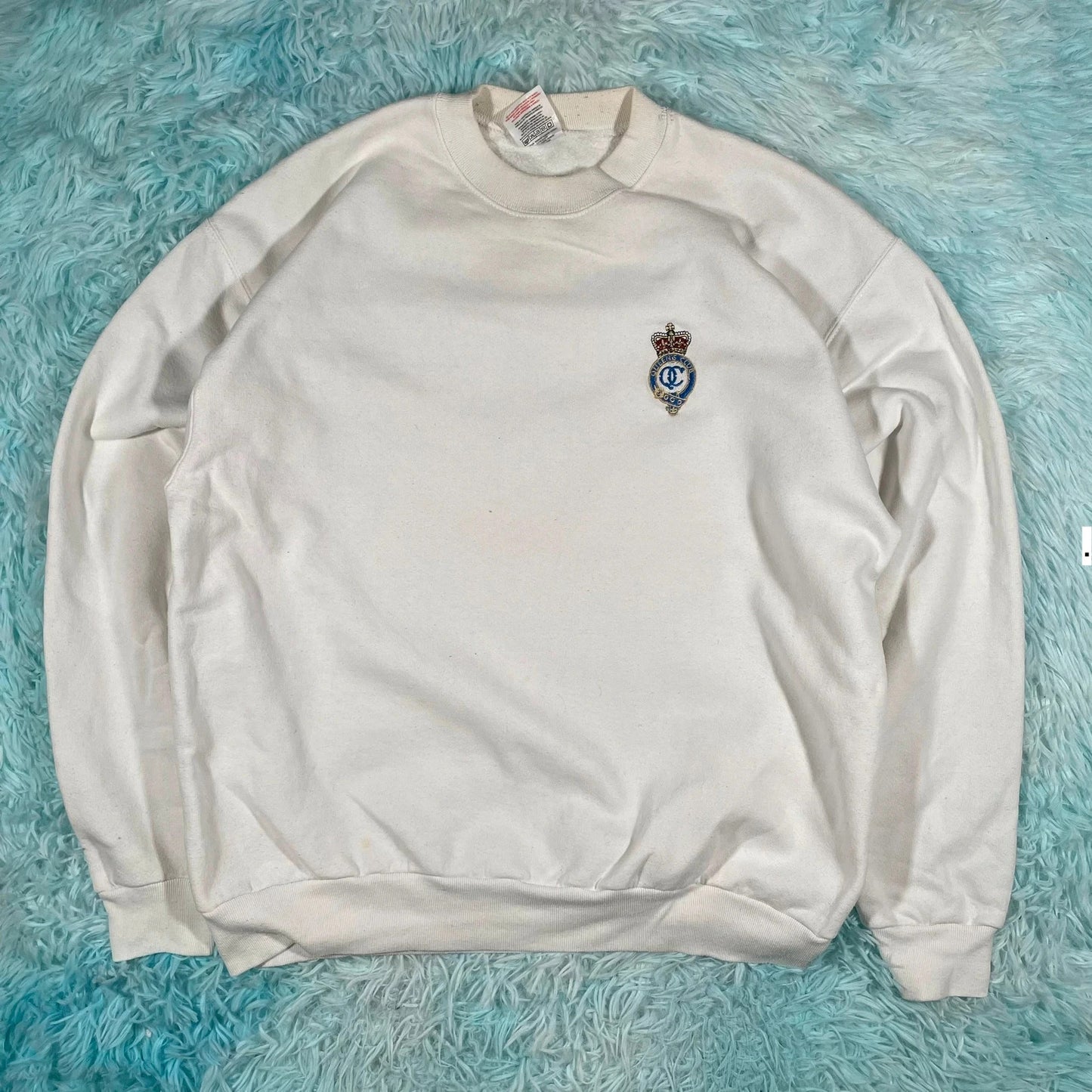 Vintage 90s White Queens Tennis Club Sweatshirt - Large