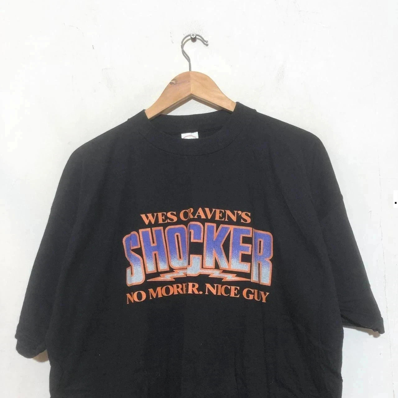 Vintage 90s black Wes Craven's Shocker movie promo t shirt