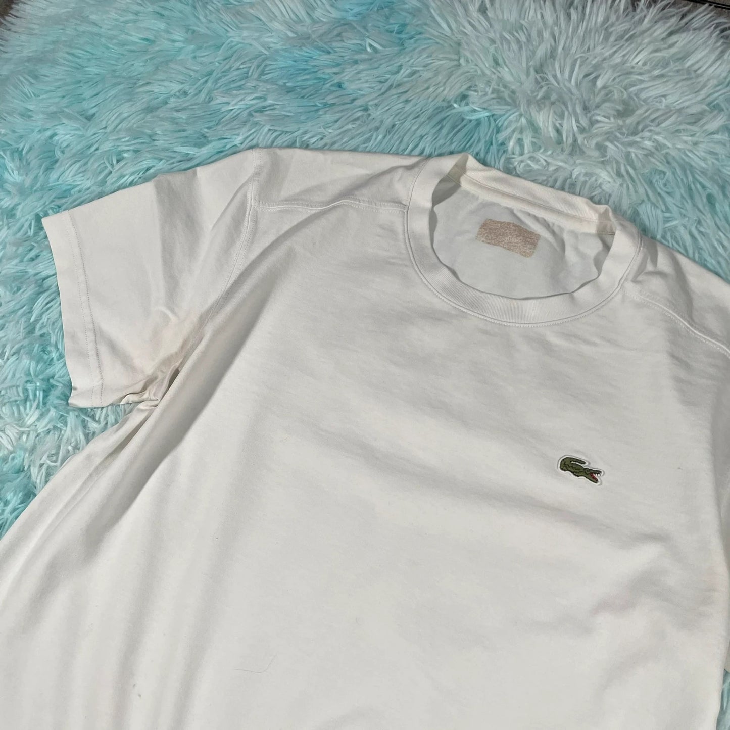 White Lacoste Plain T Shirt - Small