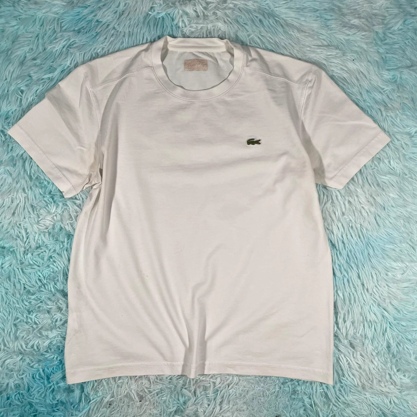 White Lacoste Plain T Shirt - Small