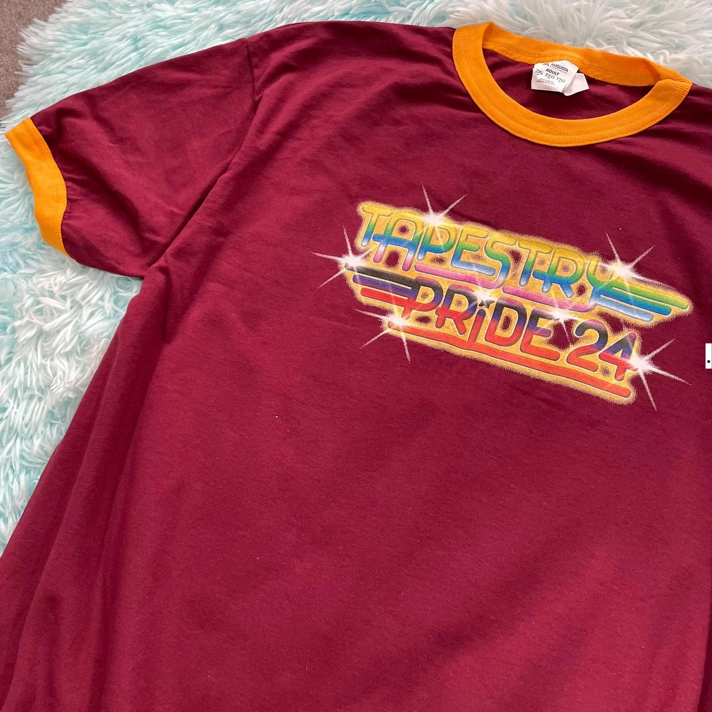 Maroon 2024 Tapestry Pride Ringer T Shirt - XXL