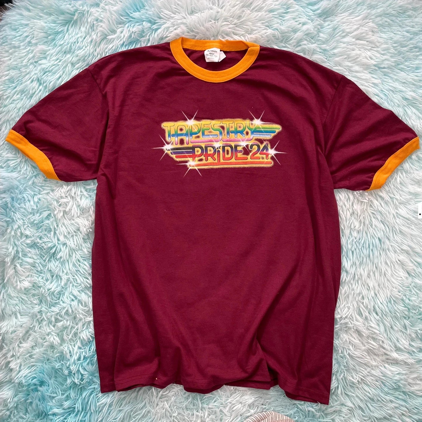 Maroon 2024 Tapestry Pride Ringer T Shirt - XXL