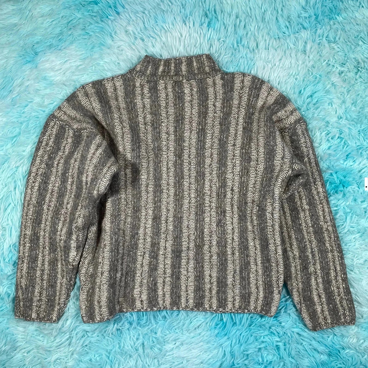Grey Patterned Knitted Jumper - Womens Medium