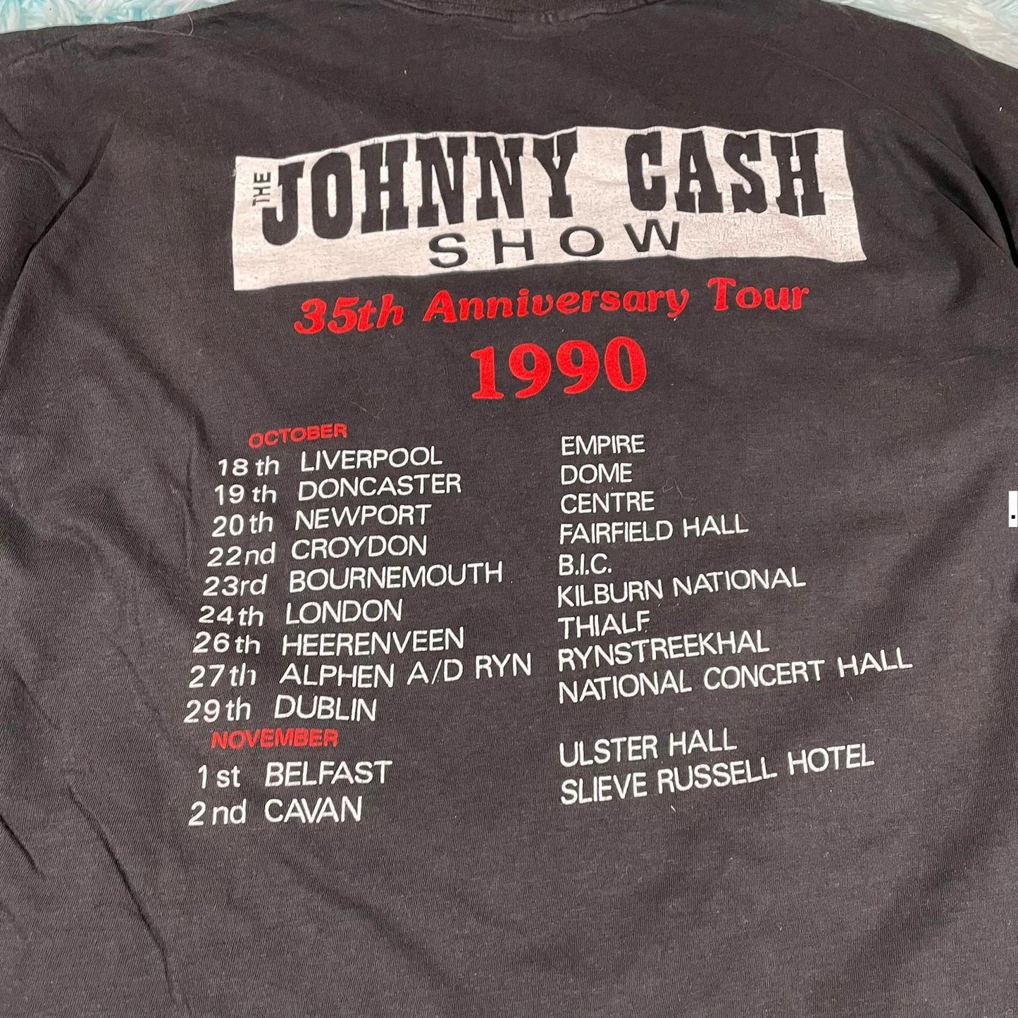 Vintage 1990 Johnny Cash T Shirt 35th Anniversay Tour - XL