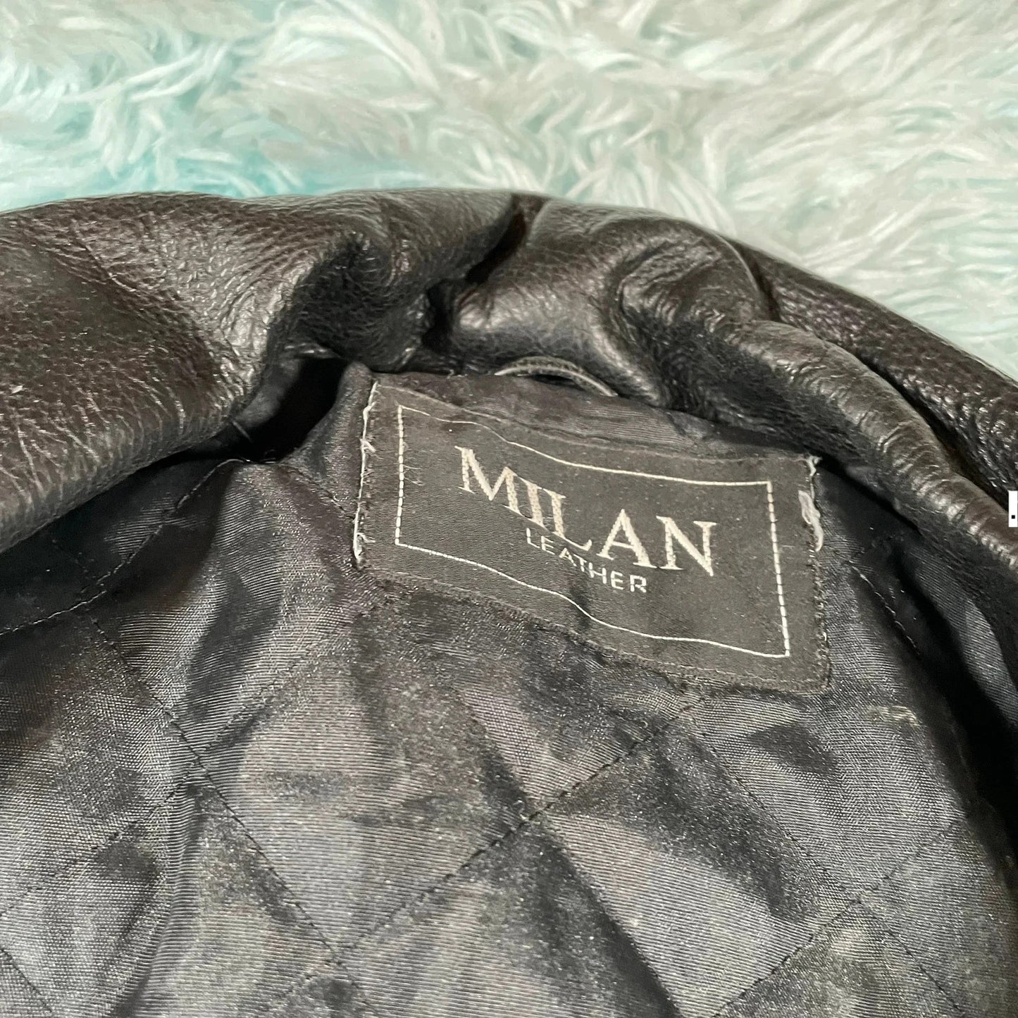 Vintage Black Milan Leather Jacket Button Up - Large