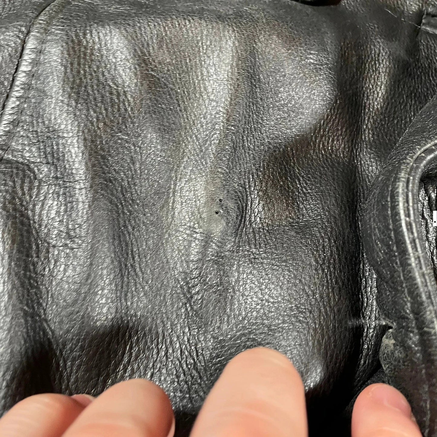 Vintage Black Milan Leather Jacket Button Up - Large