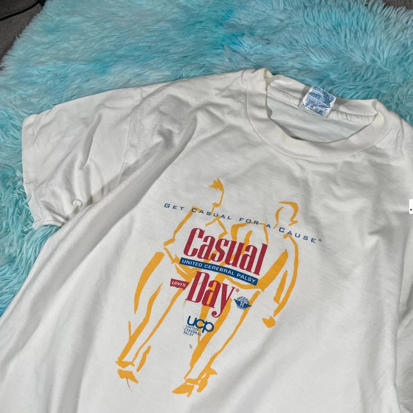 Vintage 90s White Cerebral Palsy Charity Graphic T Shirt - Large