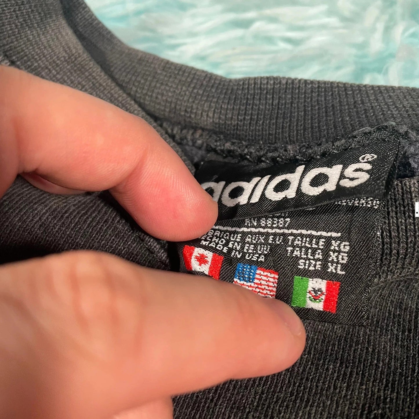 Vintage 90s Dark Grey Adidas Sweatshirt Heavyweight - Xl