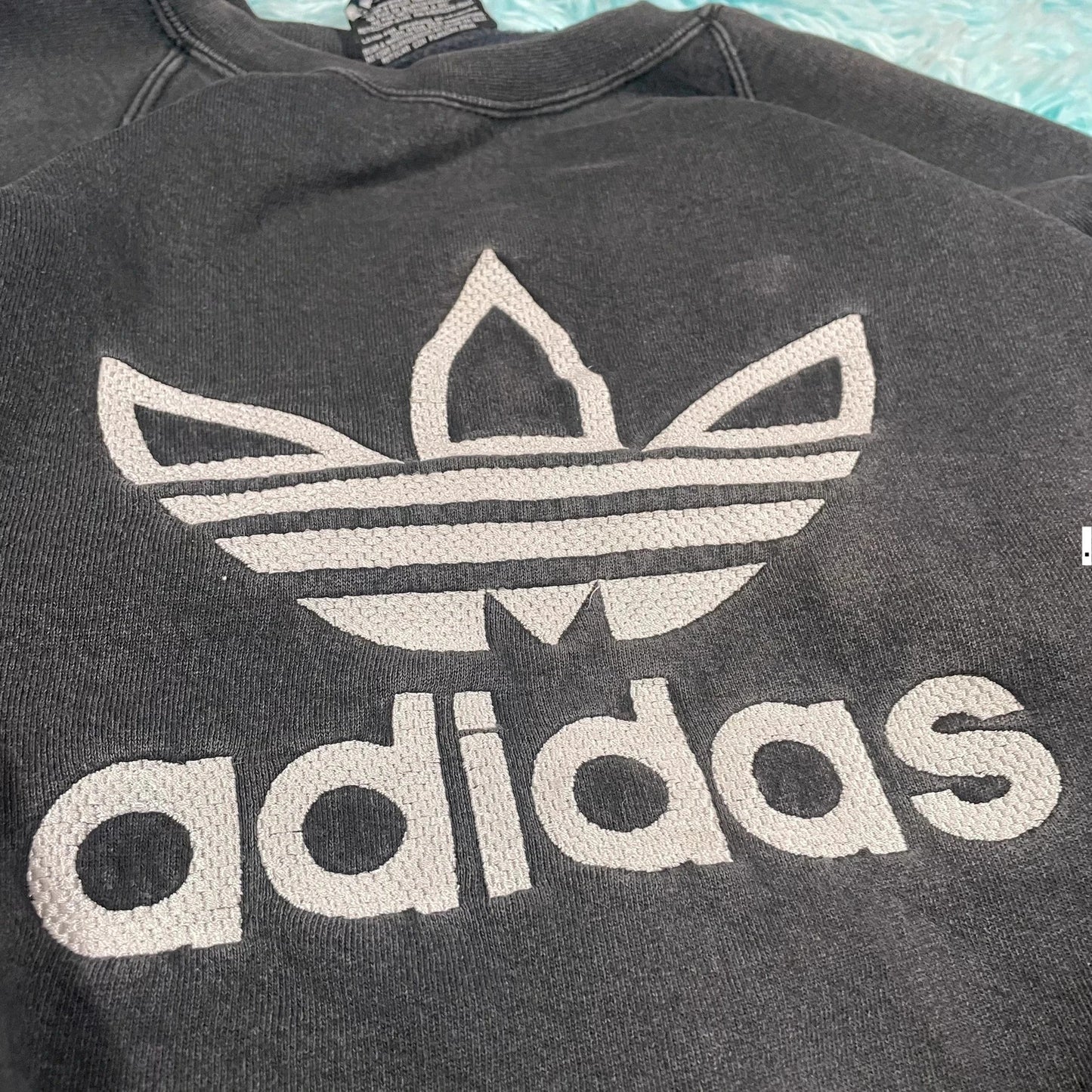 Vintage 90s Dark Grey Adidas Sweatshirt Heavyweight - Xl