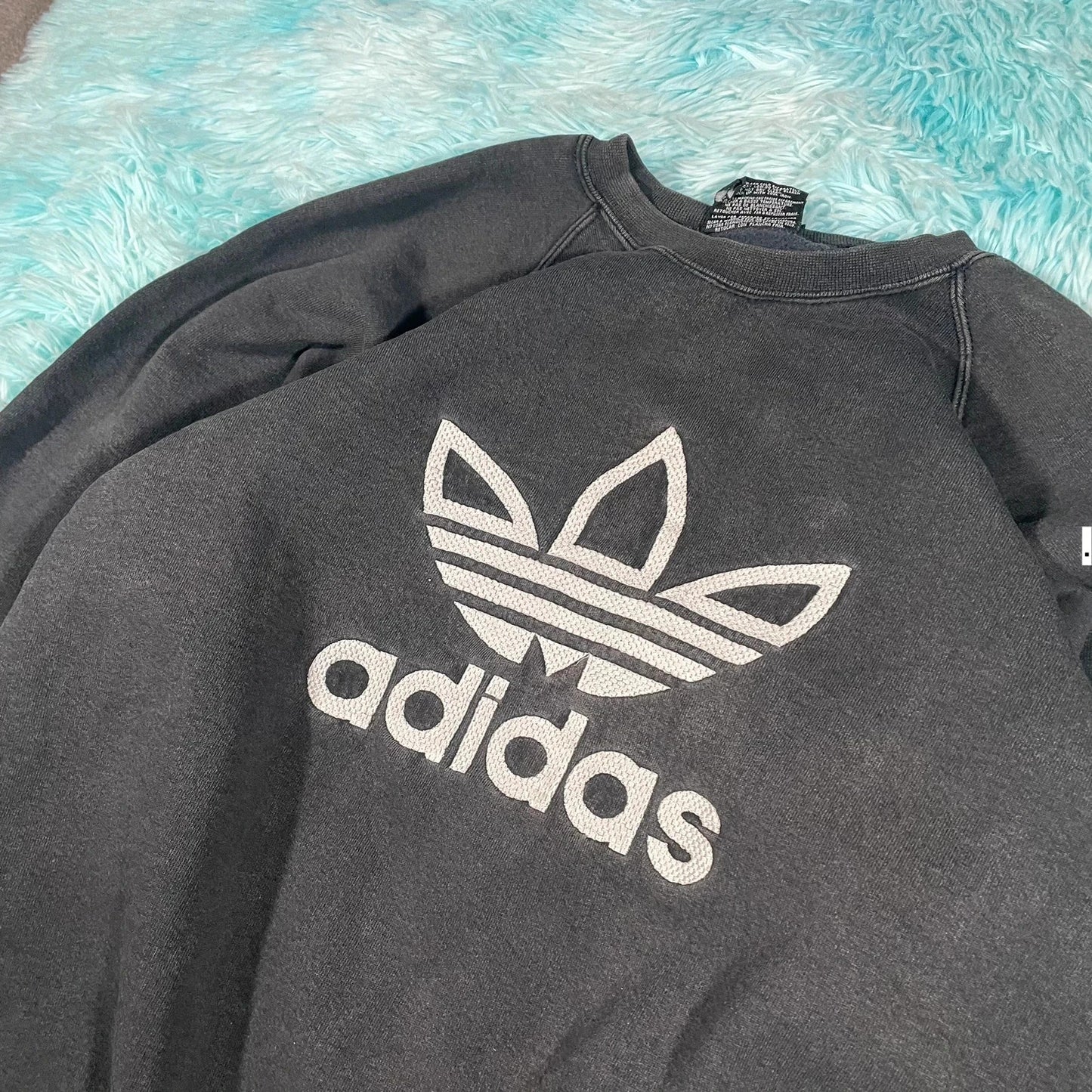 Vintage 90s Dark Grey Adidas Sweatshirt Heavyweight - Xl