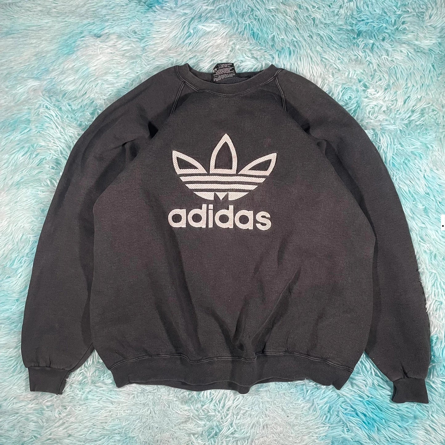 Vintage 90s Dark Grey Adidas Sweatshirt Heavyweight - Xl