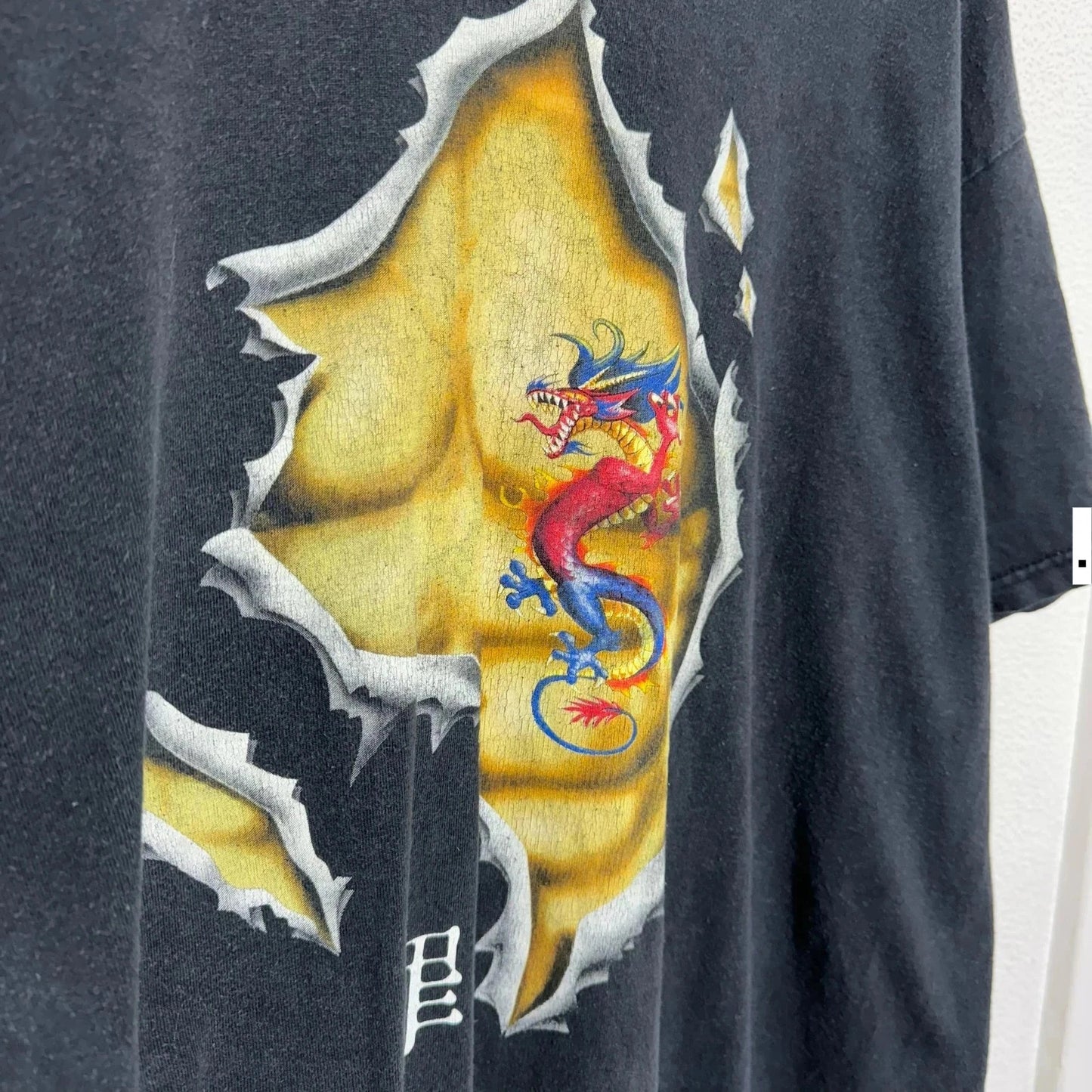 Vintage 90s Black Dragon Martial Arts T Shirt Graphic - XL