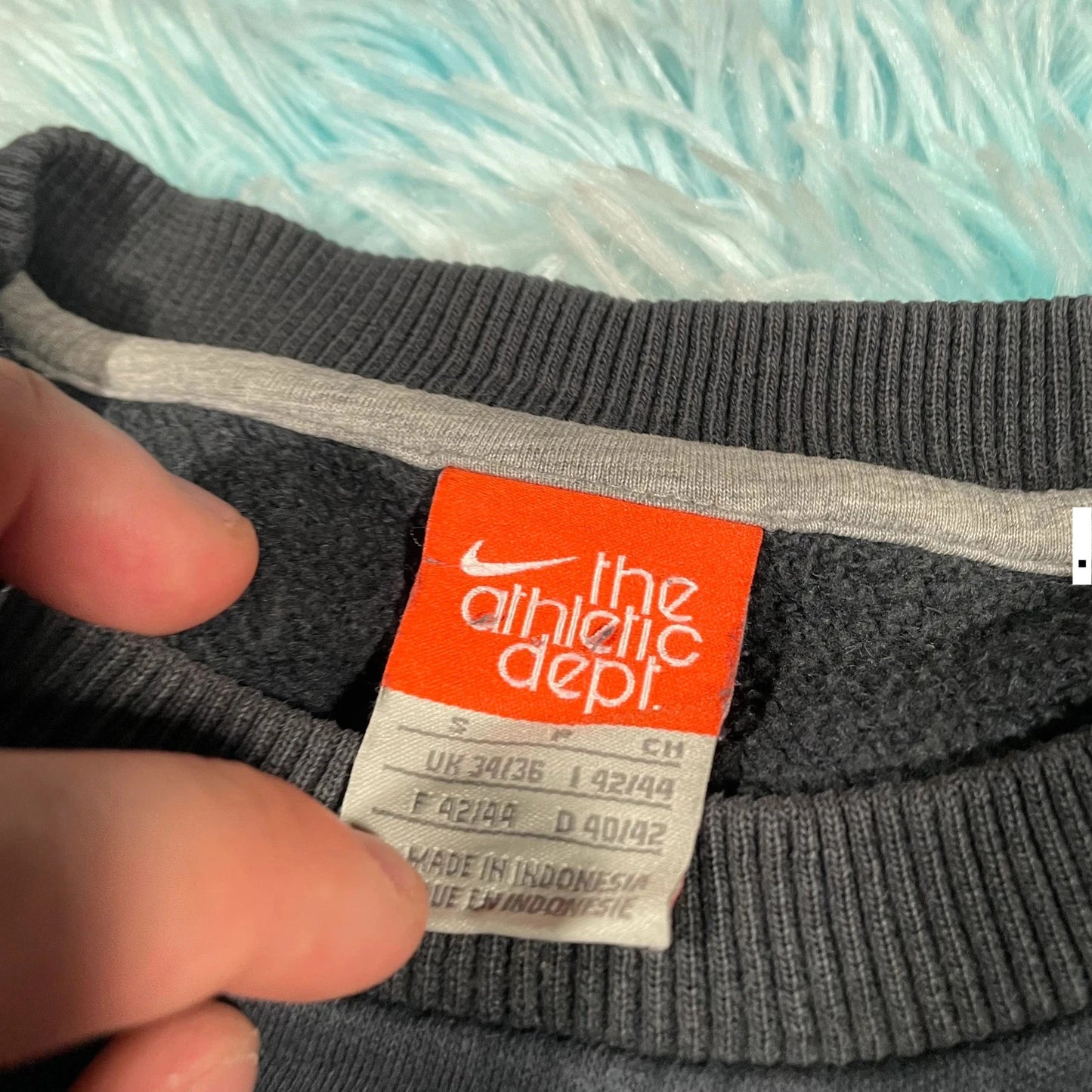 Vintage Dark Navy Nike Sweatshirt Spellout Logo - Small