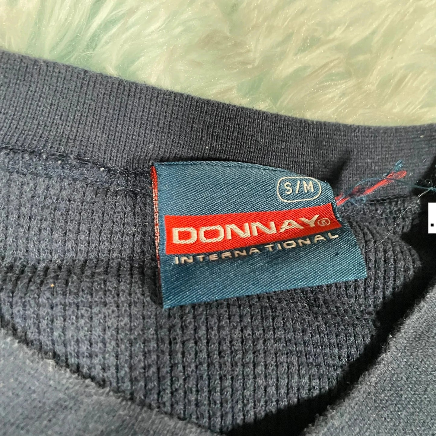Vintage 90s Navy Waffle Knit Donnay T Shirt - Medium
