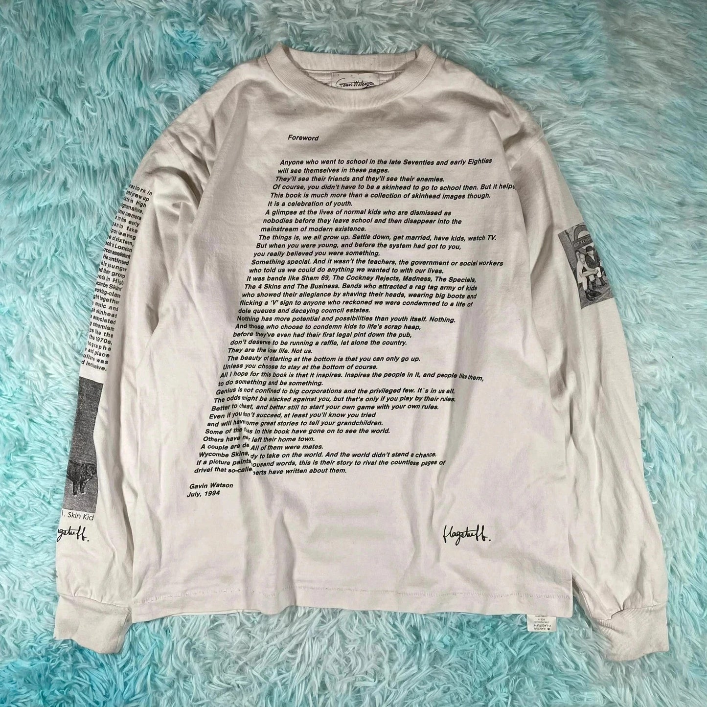 White Flagstuff Gavin Watson Skins Graphic Long Sleeve T Shirt - Small