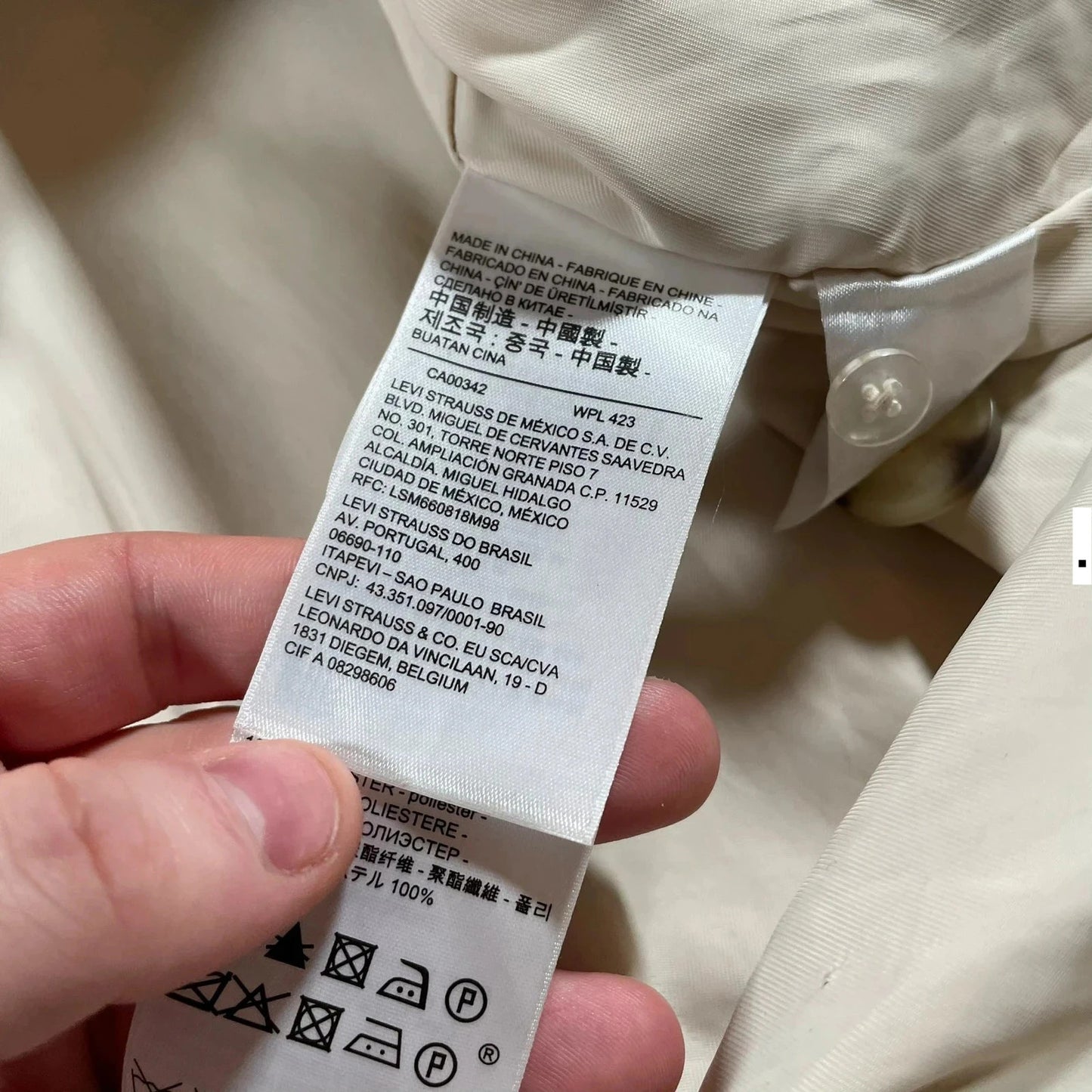 Cream Levi’s Wool Overcoat - Small