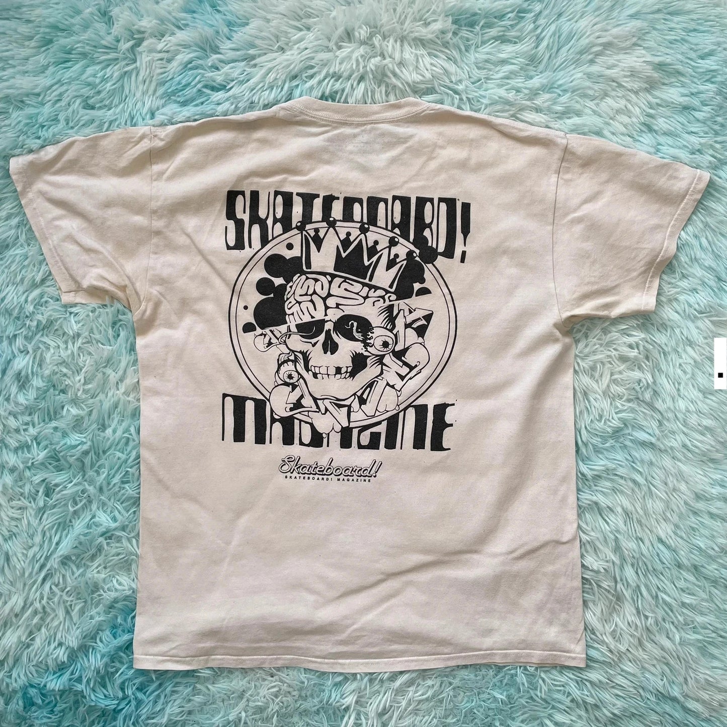 White Skateboard Magazine Print T Shirt - L