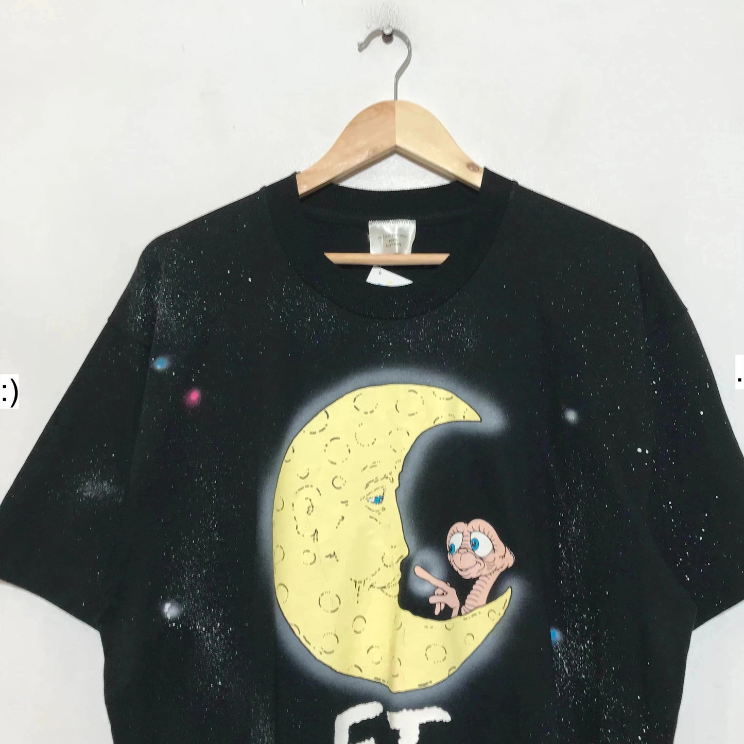 Vintage 1982 Black E.T. Movie Promo AOP Graphic T Shirt - XL