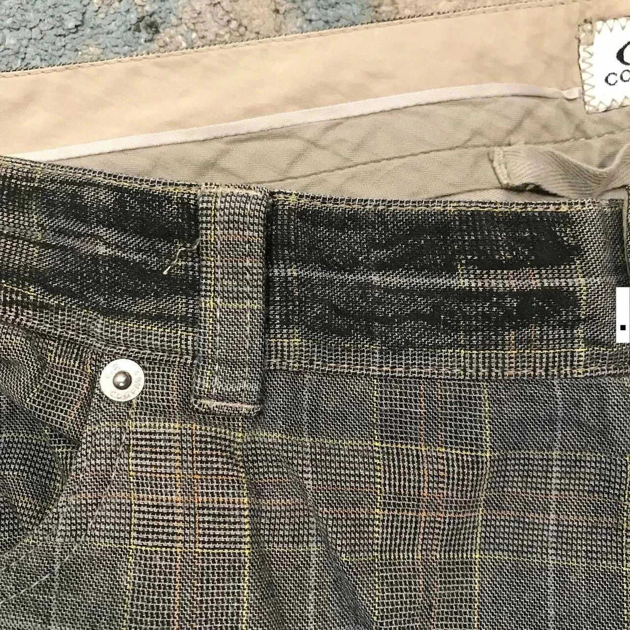 Vintage Khaki Checkered CP Company Trousers - 38W 32L