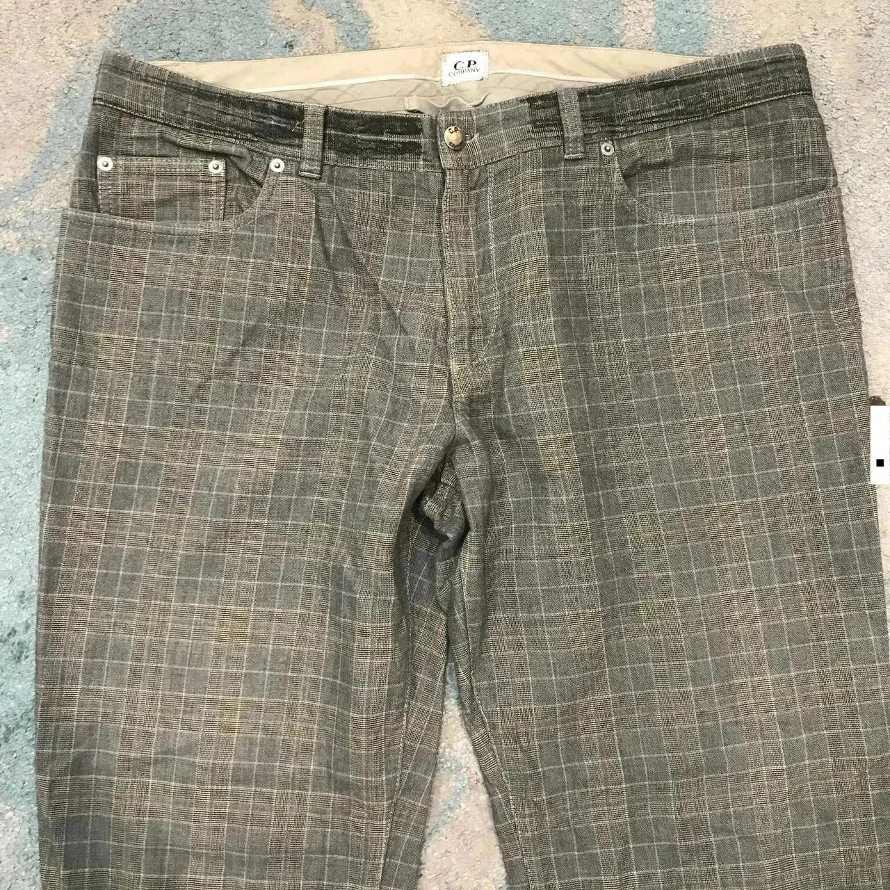Vintage Khaki Checkered CP Company Trousers - 38W 32L