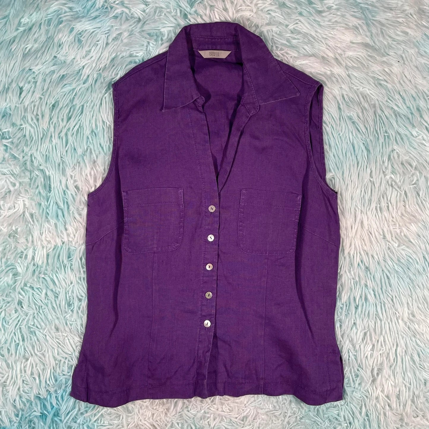 Vintage 00s Purple Vest Top M&S - Size 12