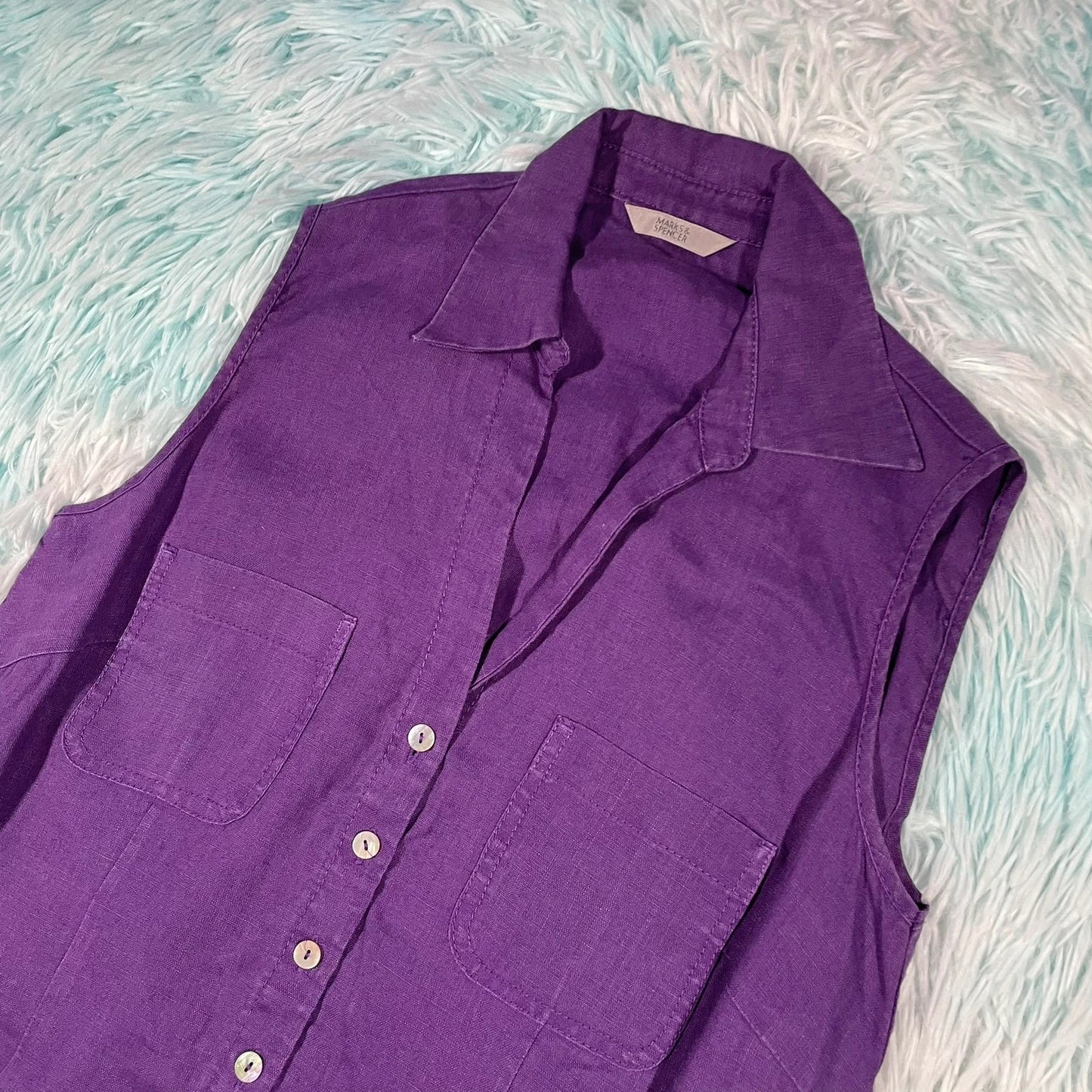 Vintage 00s Purple Vest Top M&S - Size 12