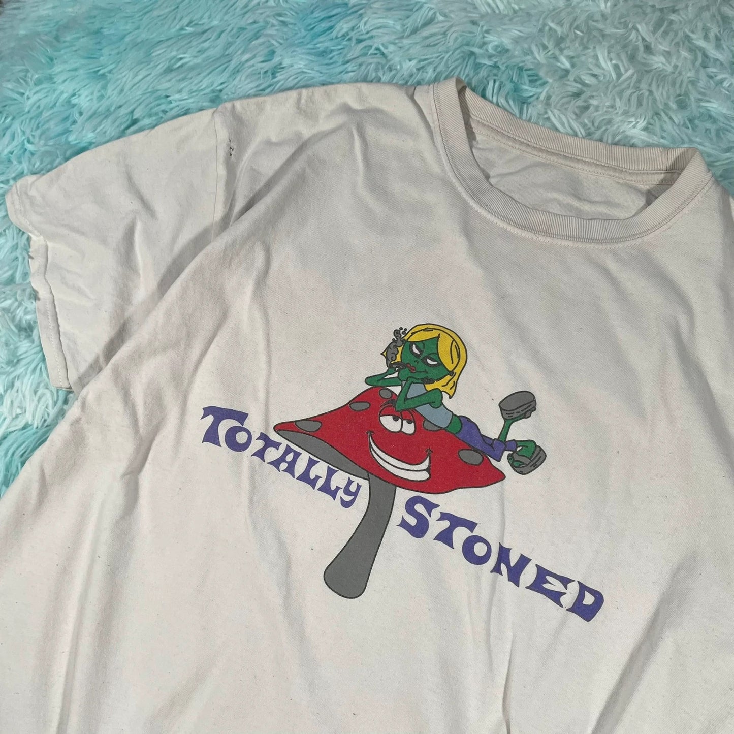 Vintage White Stoner Graphic T Shirt - XL