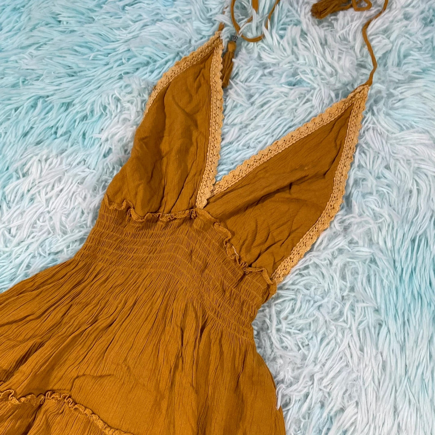 Vintage Mustard Summer Dress - Small