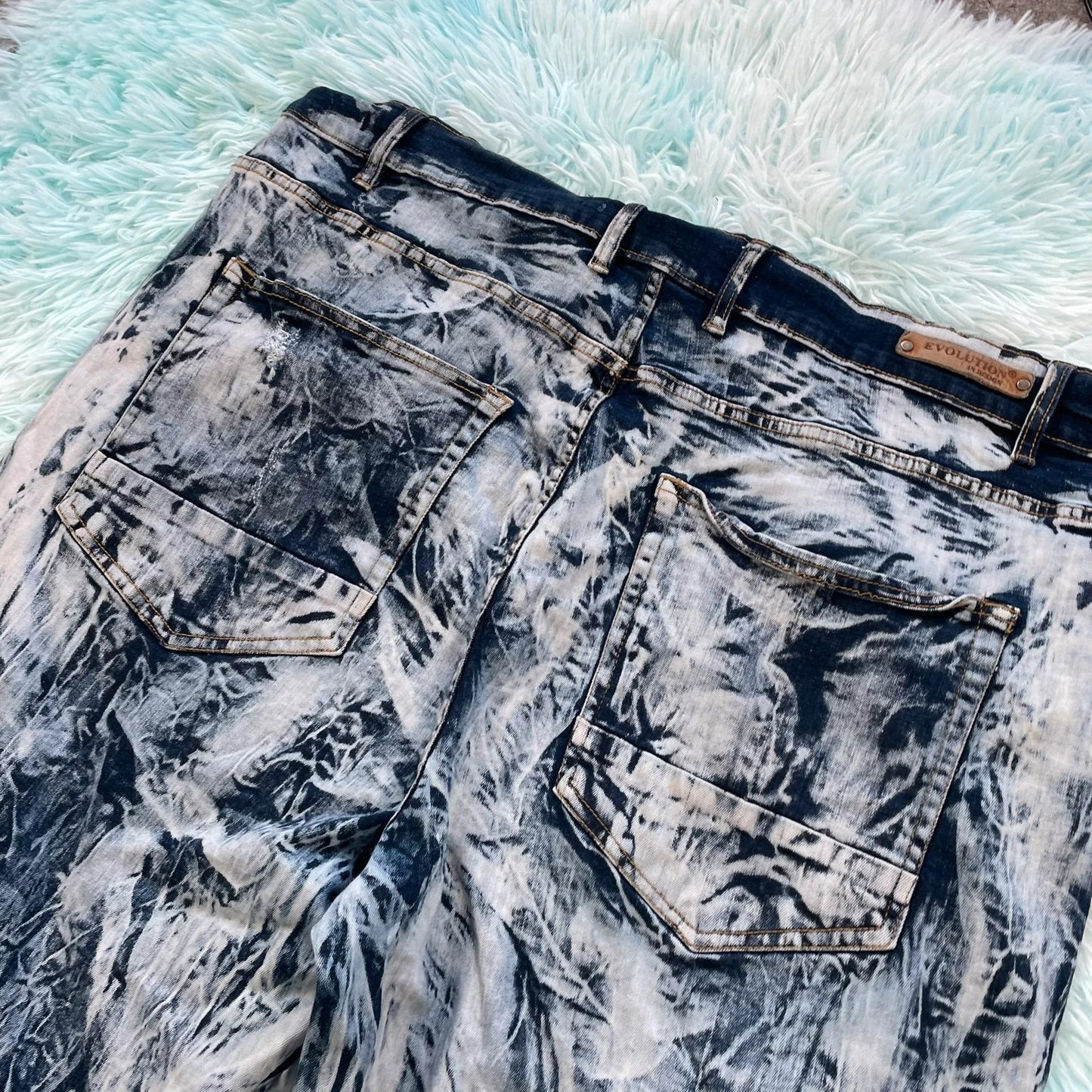 Bleach Washed Denim Shorts Jean Jorts - 46W
