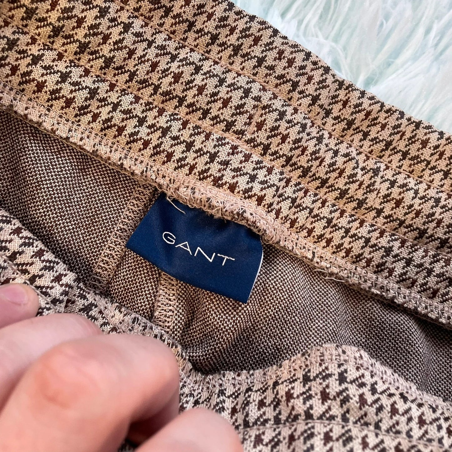 Brown Chequered Gant Trousers - 32W