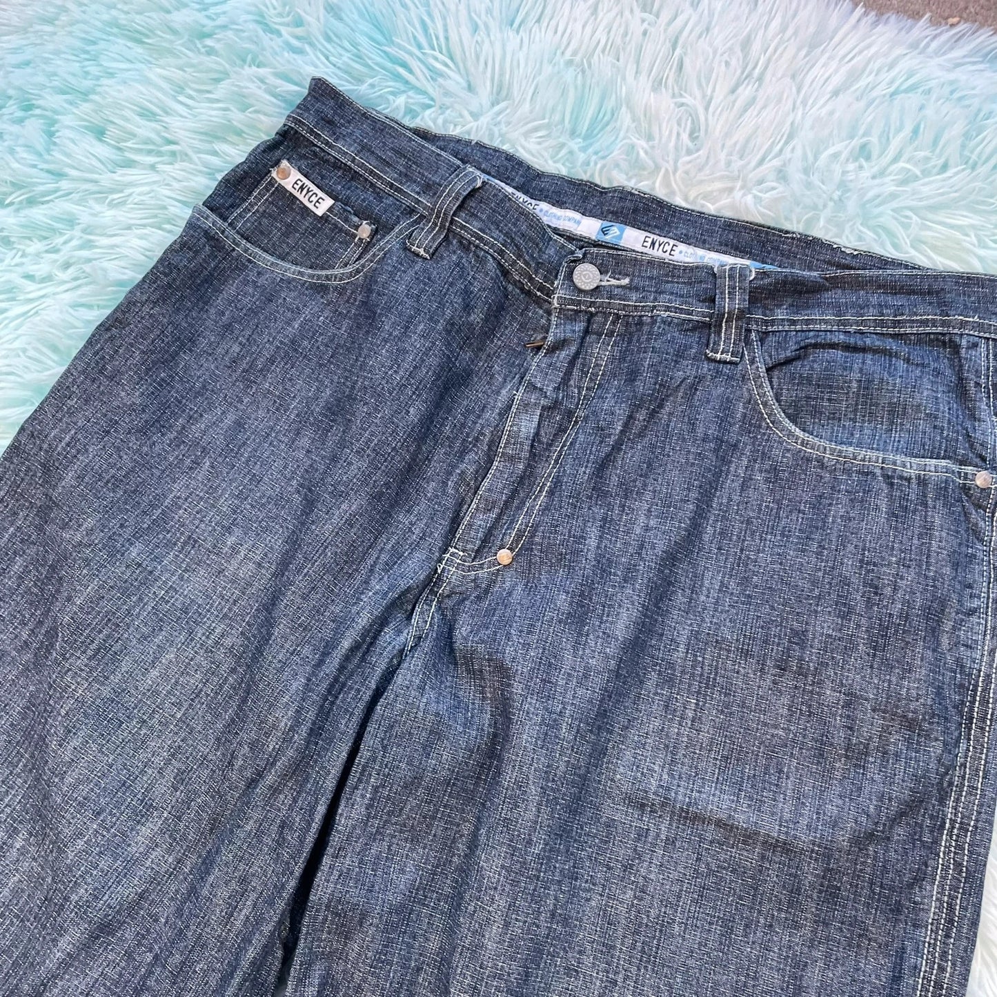 Vintage 90s Navy Enyce Jean Shorts Jorts - 36W