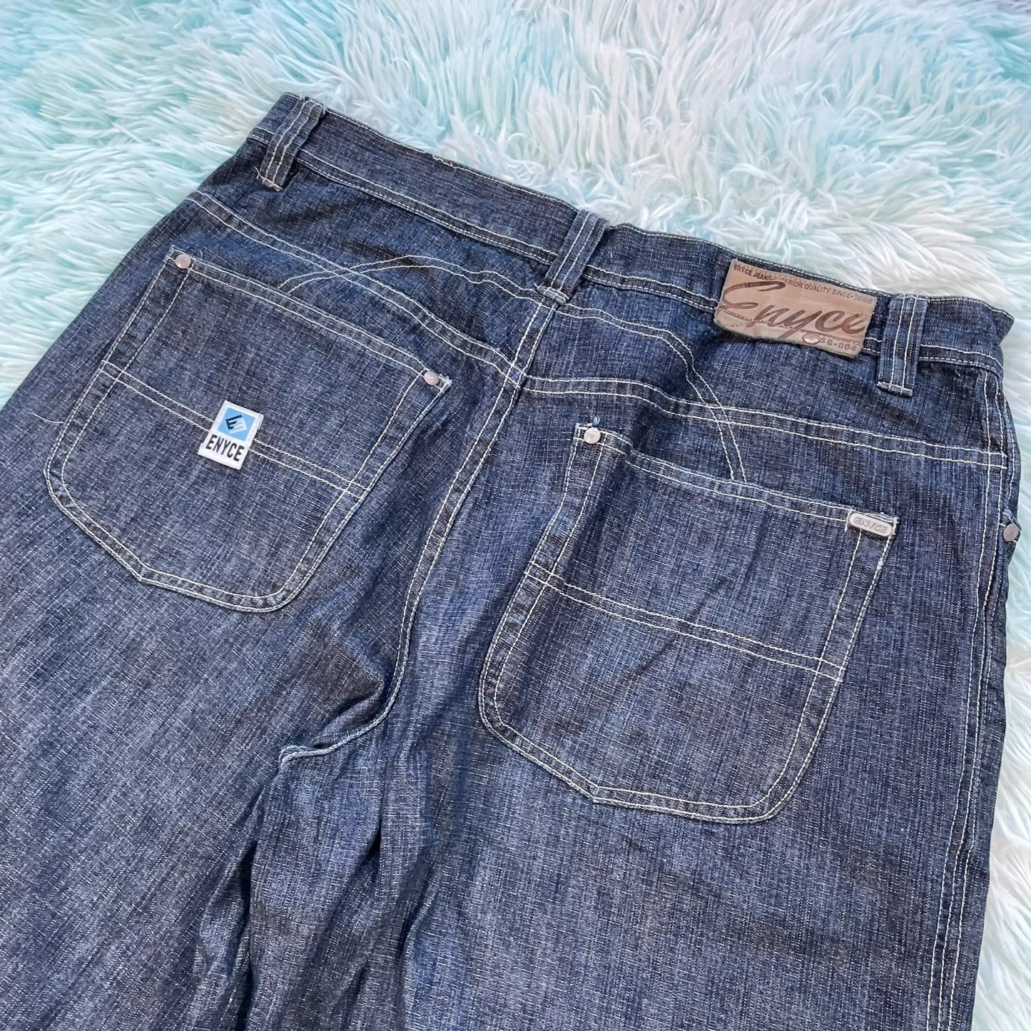 Vintage 90s Navy Enyce Jean Shorts Jorts - 36W