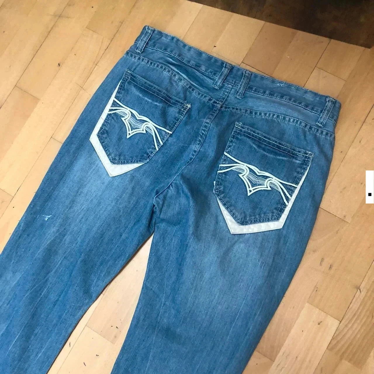 Vintage 90s Baggy Embroidered Jeans - 36W